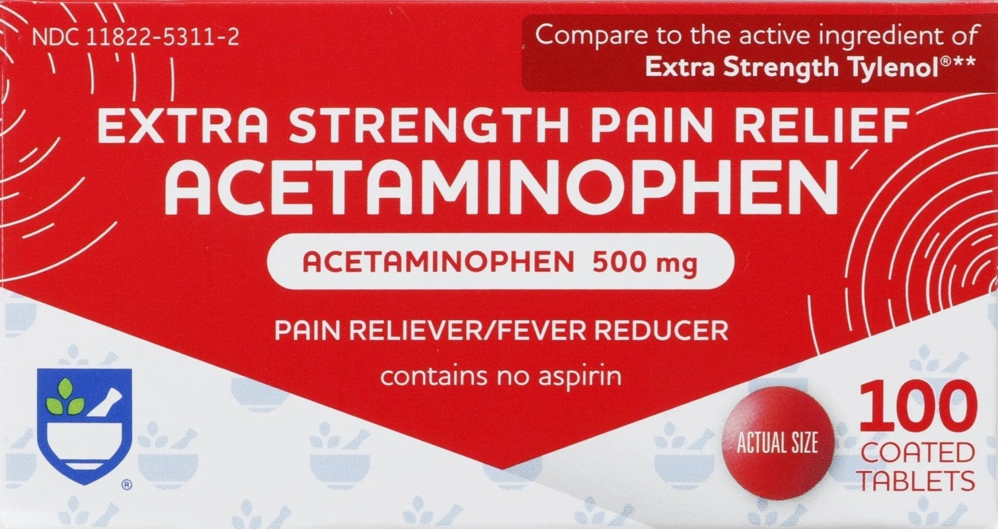 Rite Aid Extra Strength Acetaminophen Easy Tabs Tablets, 500 mg - 100 Count | Pain Reliever & Fever Reducer | Migraine Relief Products | Joint Pain Relief | Muscle Pain Relief | Menstrual Pain Relief - TrustMedUSA