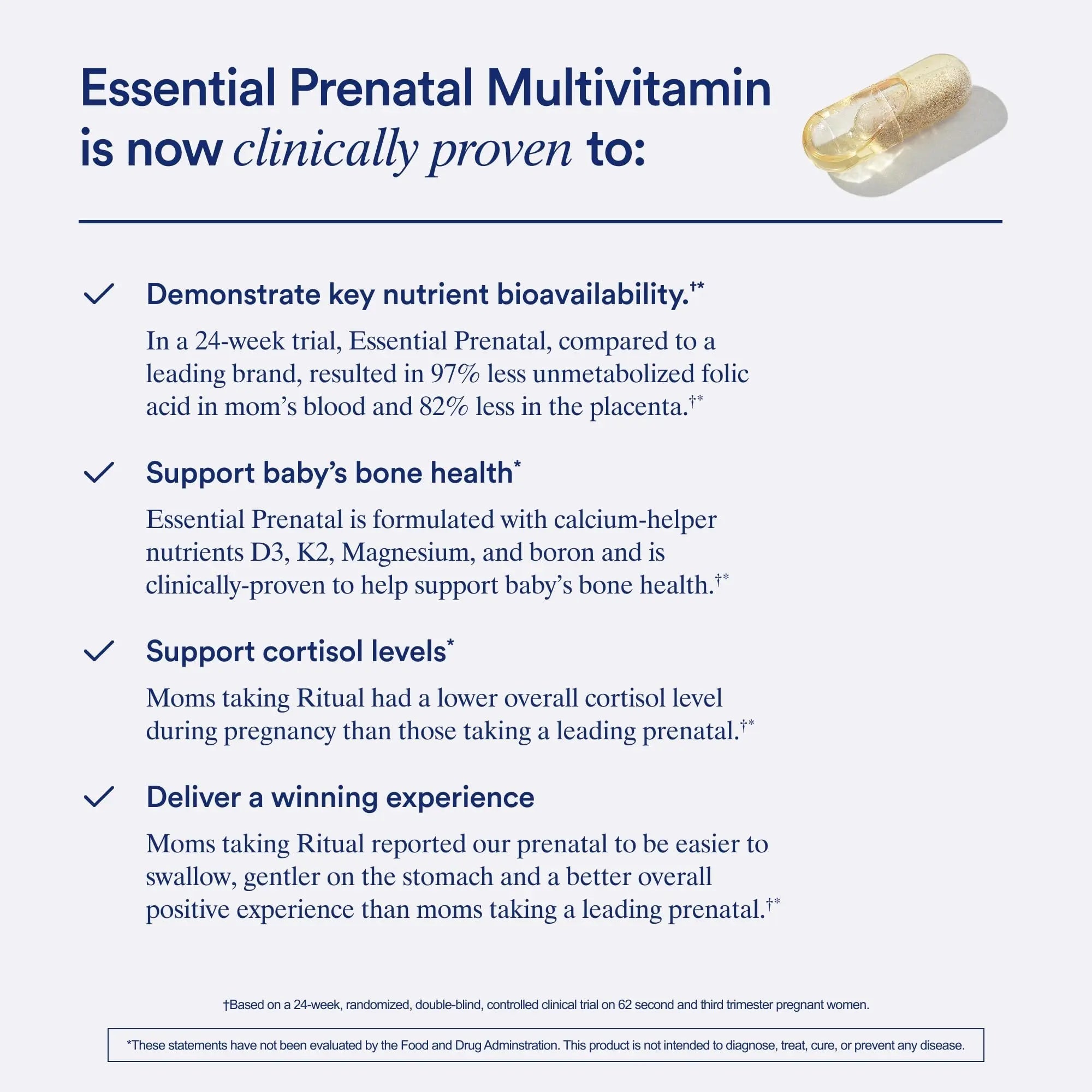 Ritual Essential for Women Prenatal Multivitamin: Folate & Choline for Neural Tube Support, Omega-3 DHA for Fetal Brain Development, Iron, Calcium-Helper D3 & K2, Non-GMO, Vegan, Citrus, 30 Days - TrustMedUSA