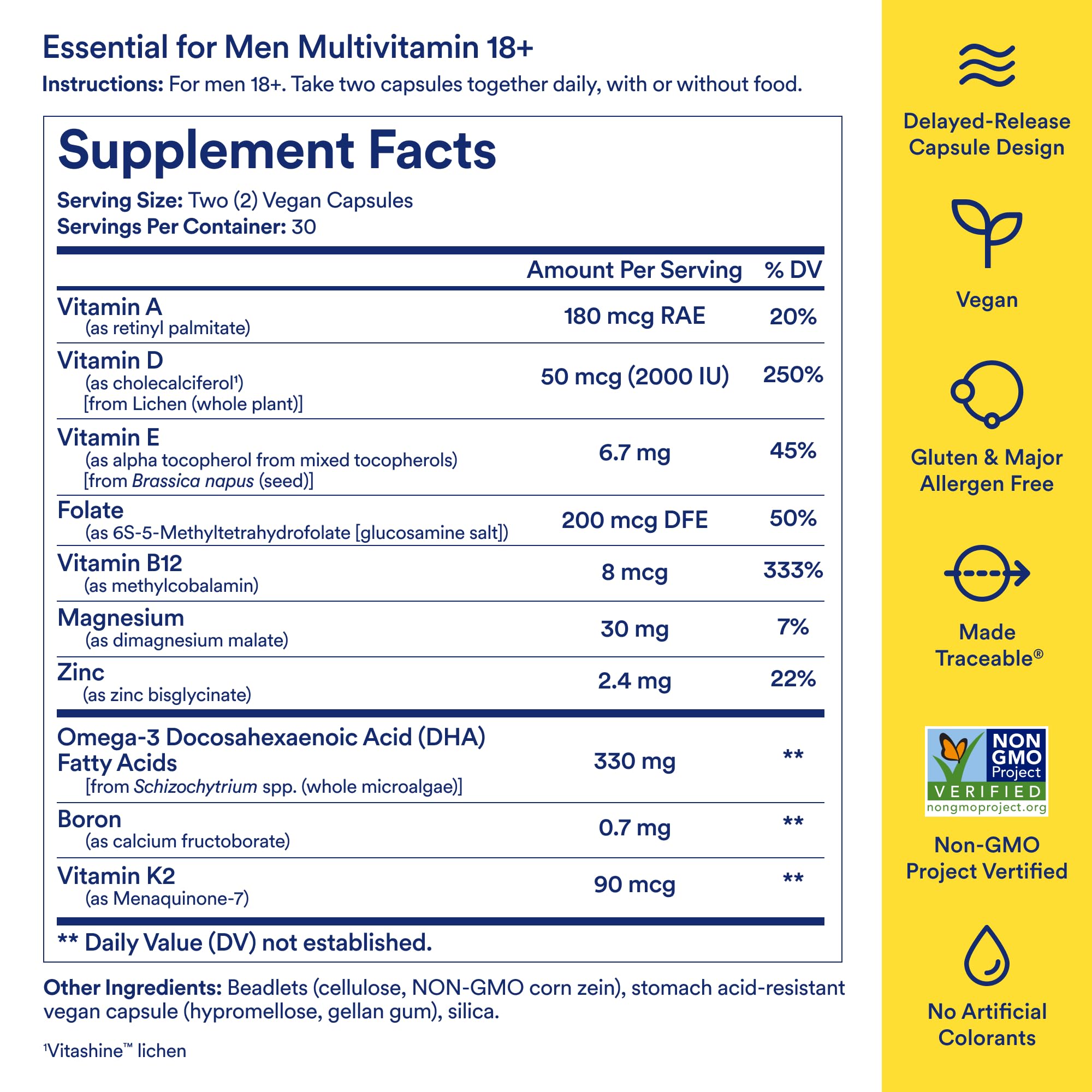 Ritual Men’s 18+ Daily Multivitamin - Key Essential Vitamins and Minerals to Support Energy, Muscle, Heart, Brain Health* - Including Zinc, D3, B12, A, K2 - TrustMedUSA