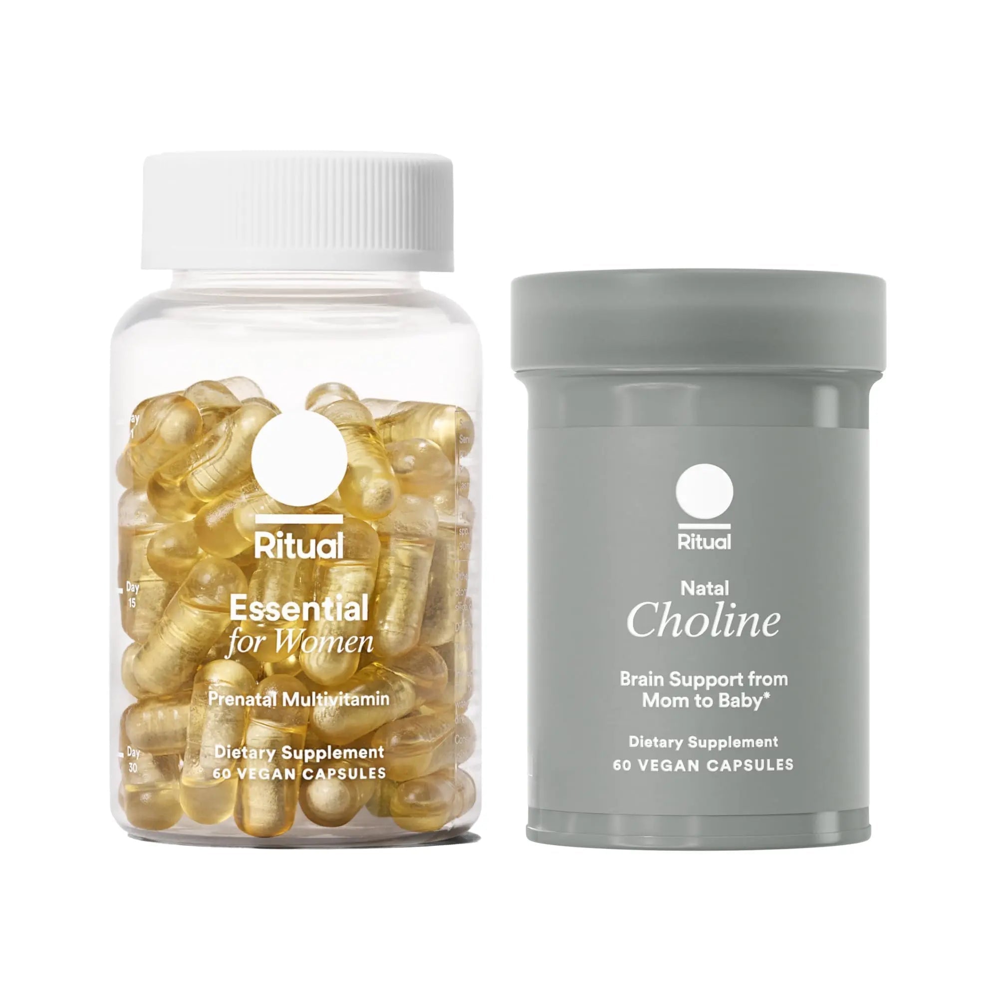 Ritual Mom-to-Baby Set with Prenatal Vitamins and Natal Choline Supplements, Supports Pregnancy, Baby's Cognitive Function, Fetal Brain Development, 30 Day Supply - TrustMedUSA