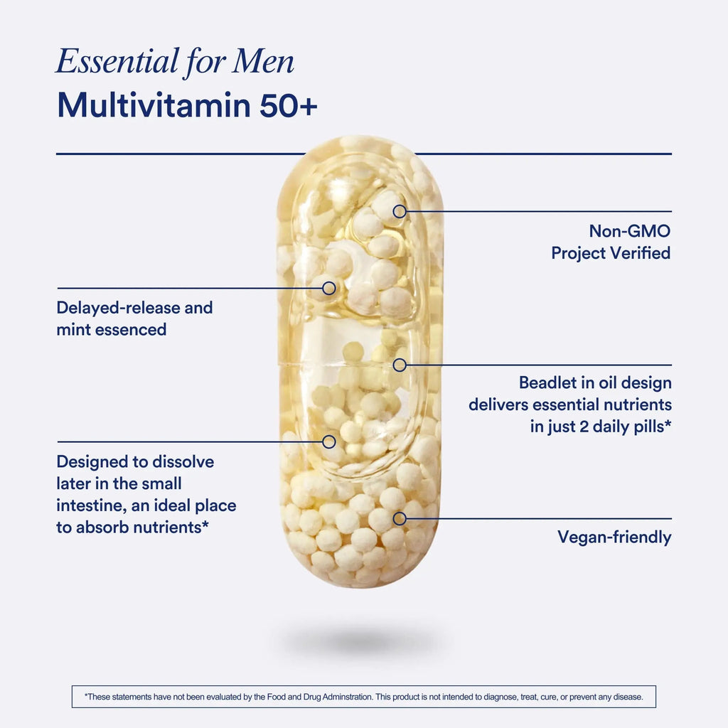 Ritual Multivitamin for Men 50+, Vegan, with Zinc, Vitamin A and D3 for Immune Function Support*, Omega-3 DHA, B12, K2, Gluten Free, Non-GMO, Mint Essenced, 30 Day Supply - TrustMedUSA