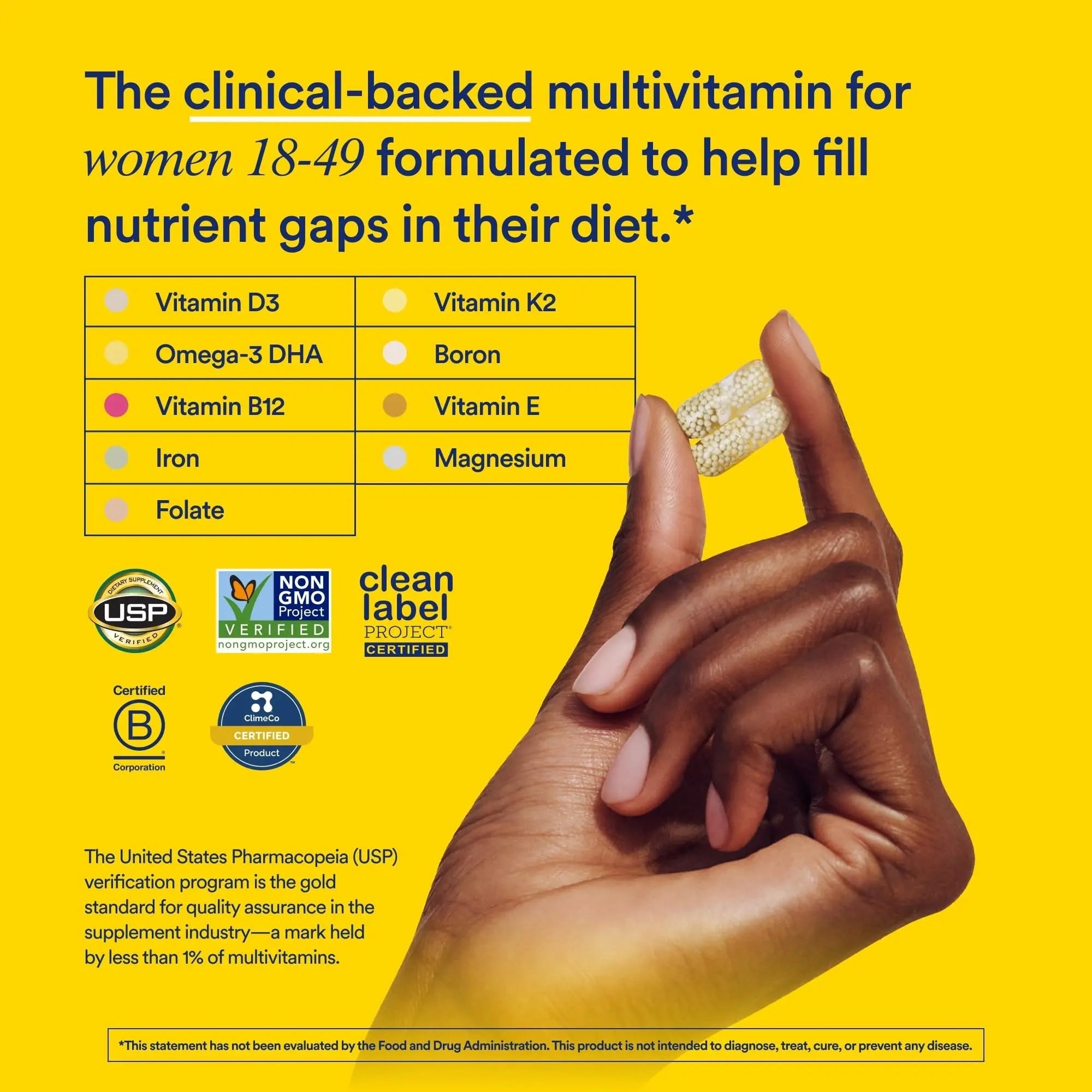 Ritual Multivitamin for Women 18+ with Vitamin D3 for Immune Support*, Vegan Omega 3 DHA, B12, Iron, Gluten Free, Non GMO, USP Verified, Mint, 30 Day Supply, 60 Capsules - TrustMedUSA