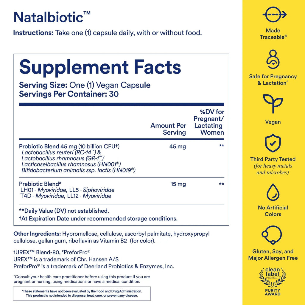 Ritual Natalbiotic™ Microbiome Support†* Biotics for Mom & Baby. Formulated to Support Digestive Health, Vaginal Health, and Baby’s Immune Health.* Designed with OB/GYNs‡. Non-GMO, Vegan, 30 Days - TrustMedUSA