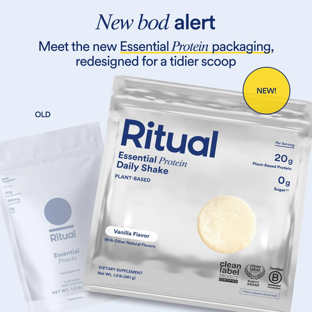 Ritual Pea Protein Powder with BCAA: 20g Organic Vegan Plant-Based Protein from Regenerative Farms in North America, Complete Amino Acid Profile, Gluten Free, Sugar Free‡, Dairy Free, Vanilla, 1 Lbs - TrustMedUSA