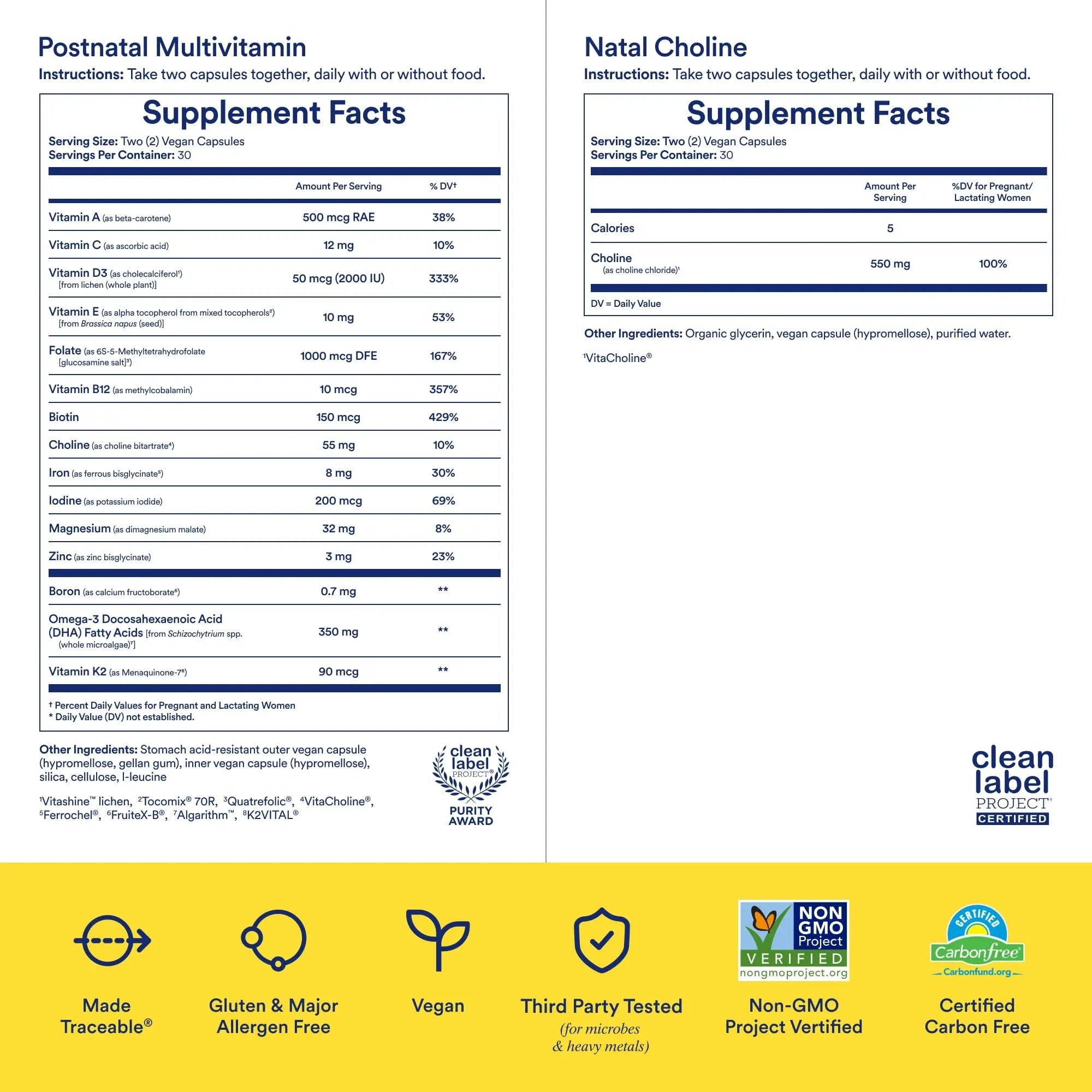 Ritual Postnatal Mom-to-Baby Set, Postpartum Multivitamin and Natal Choline Supplements, Supports Lactation, Immune Function, and Baby's Cognitive Function - TrustMedUSA