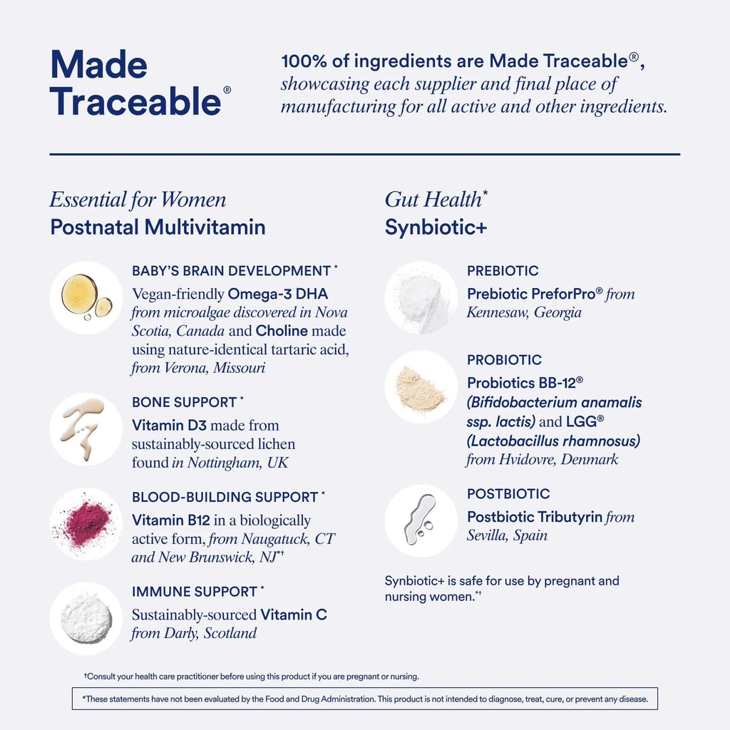 Ritual Postnatal Multivitamin and Gut Duo Supplements with Postnatal Vitamins and Synbiotic+: 3-in-1 Probiotic, Prebiotic, Postbiotic, Supports Lactation, and Gut Health, 30 Day Supply - TrustMedUSA