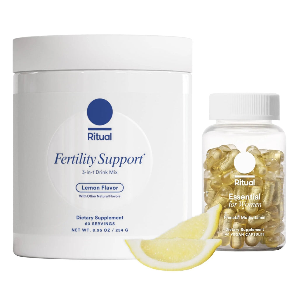 Ritual Preconception Bundle: Essential for Women Prenatal Multivitamin and Lemony Fertility Support Drink Mix Supplement with NAC, CoQ10, and Myo-Inositol. Vegan and Formulated to Support Her.* - TrustMedUSA