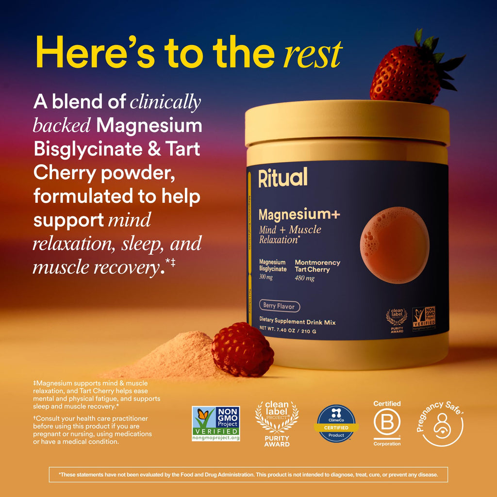 Ritual Pregnancy Relaxation Support Duo with Essential Prenatal Multivitamins to Support Pregnancy Nutrient Demands and Magnesium+ Drink Mix with Magnesium to Help Ease Leg Cramps During Pregnancy - Maple Wellness Supplements