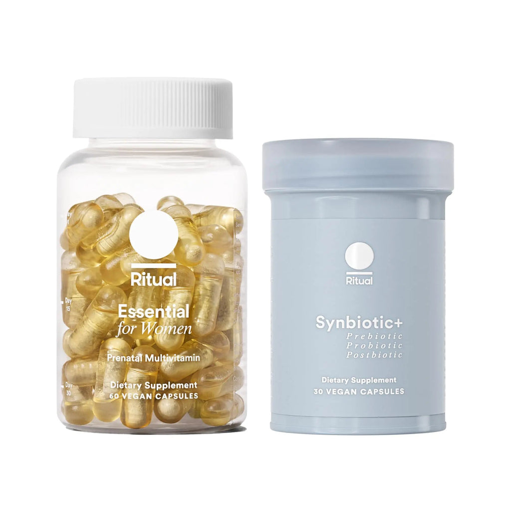 Ritual Prenatal Multivitamin and Gut Duo Supplements with Prenatal Vitamins and Synbiotic+: 3-in-1 Probiotic, Prebiotic, Postbiotic, Supports Pregnancy, and Gut Health, 30 Day Supply - TrustMedUSA