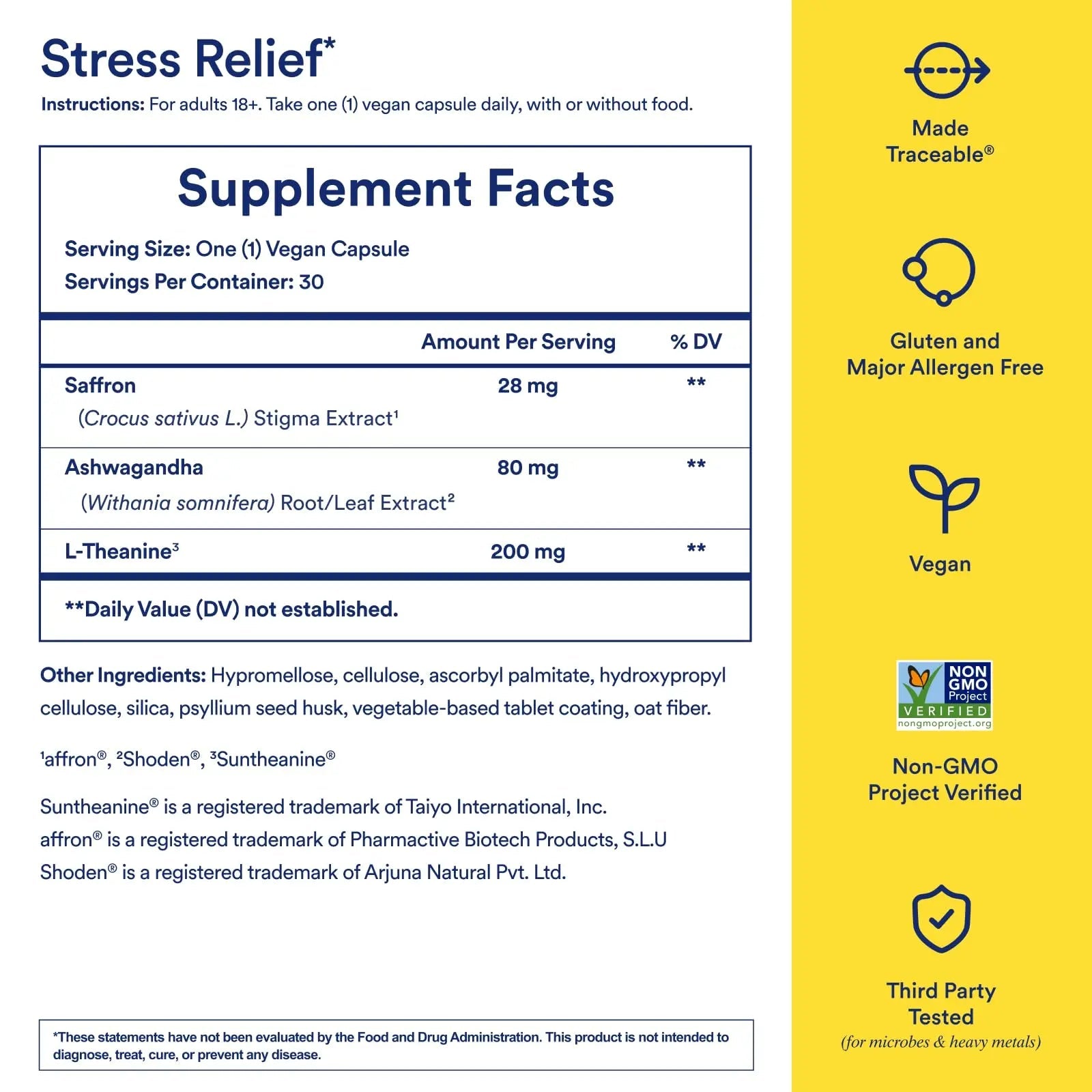 Ritual Stress Relief Supplement Shoden® Ashwagandha, Suntheanine® L-Theanine, and Saffron as affron®* BioSeries with 8-Hour Release to Support Natural Cortisol Response and Promote Calm, 30 Day - TrustMedUSA