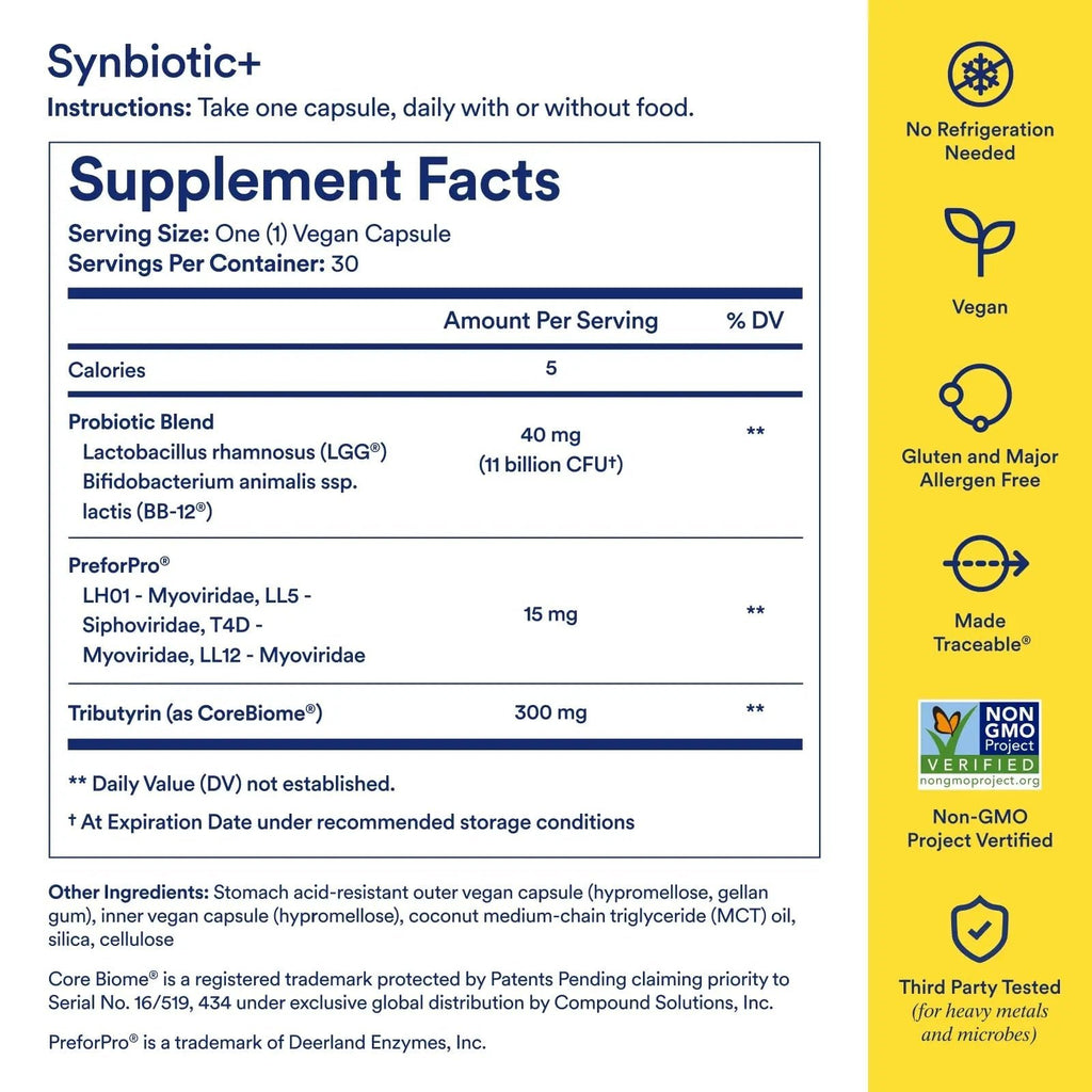 Ritual Synbiotic+ Probiotic, Prebiotic, Postbiotic, 3-in-1 Supplement for Gut Health and Digestive Support, Regularity, Bloat, Immune, Vegan Delayed-Released Daily Capsule, Women and Men, 30 Day - TrustMedUSA