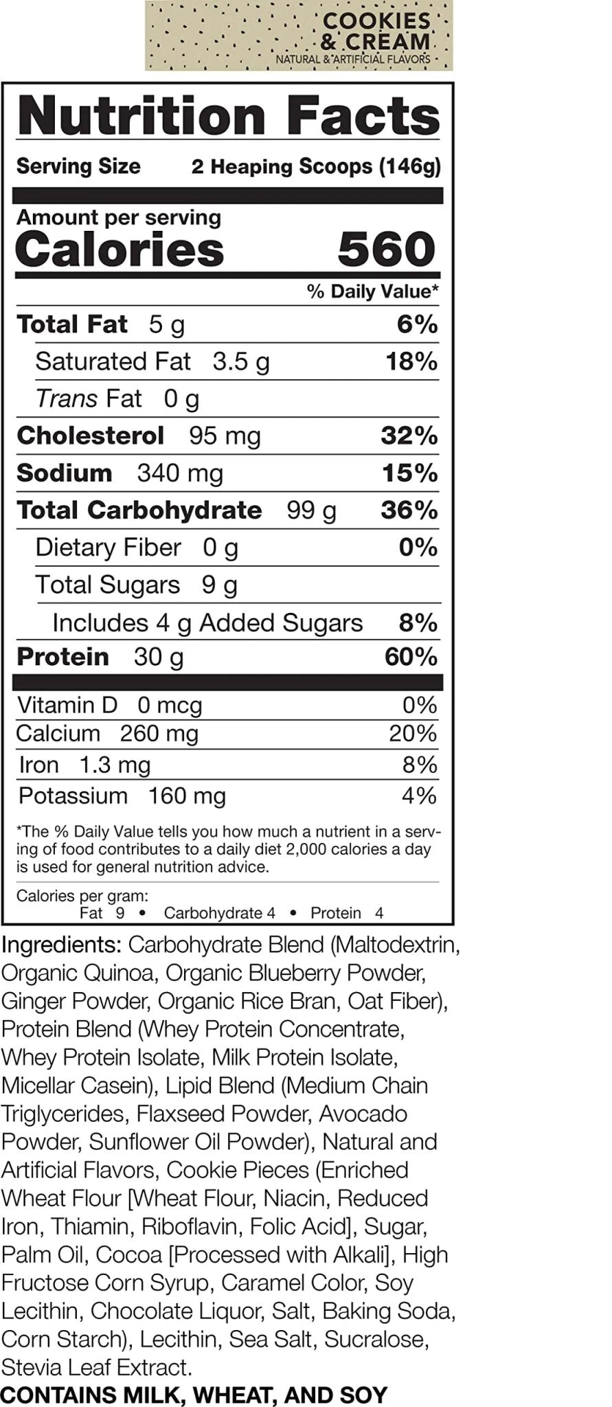 Rivalus Clean Gainer - Cookies & Cream, 5lbs - TrustMedUSA