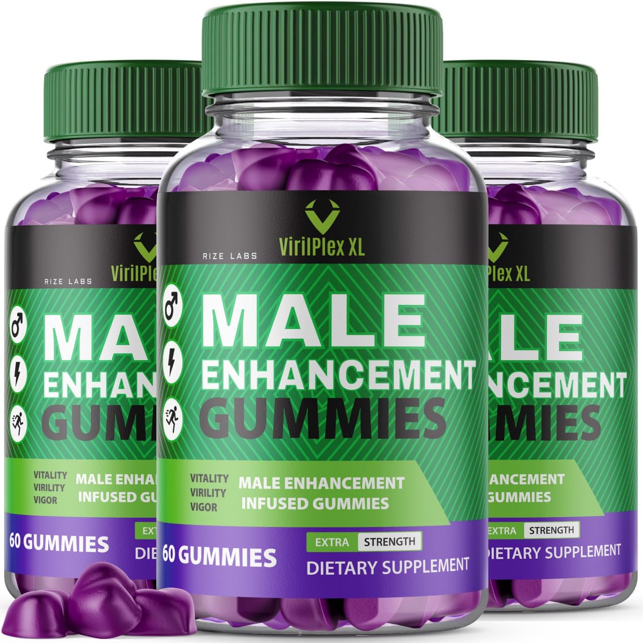 rize labs VirilPlex XL Male Performance Gummies, Premium Formula for Health and Well-Being for Men, Gummys to Deliver Maximum Performance Benefits - Pack of 3(180 Gummies) - TrustMedUSA