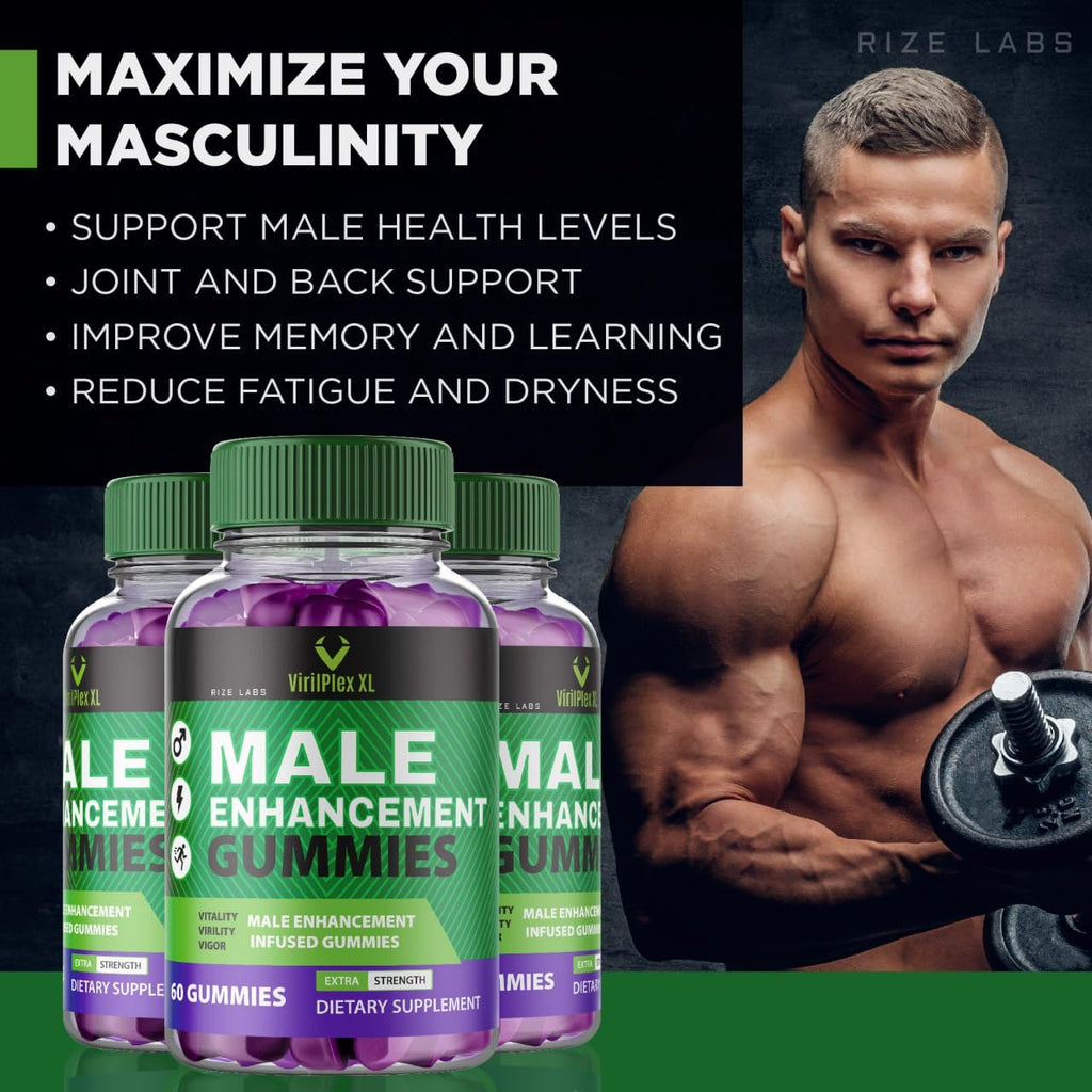 rize labs VirilPlex XL Male Performance Gummies, Premium Formula for Health and Well-Being for Men, Gummys to Deliver Maximum Performance Benefits - Pack of 3(180 Gummies) - TrustMedUSA