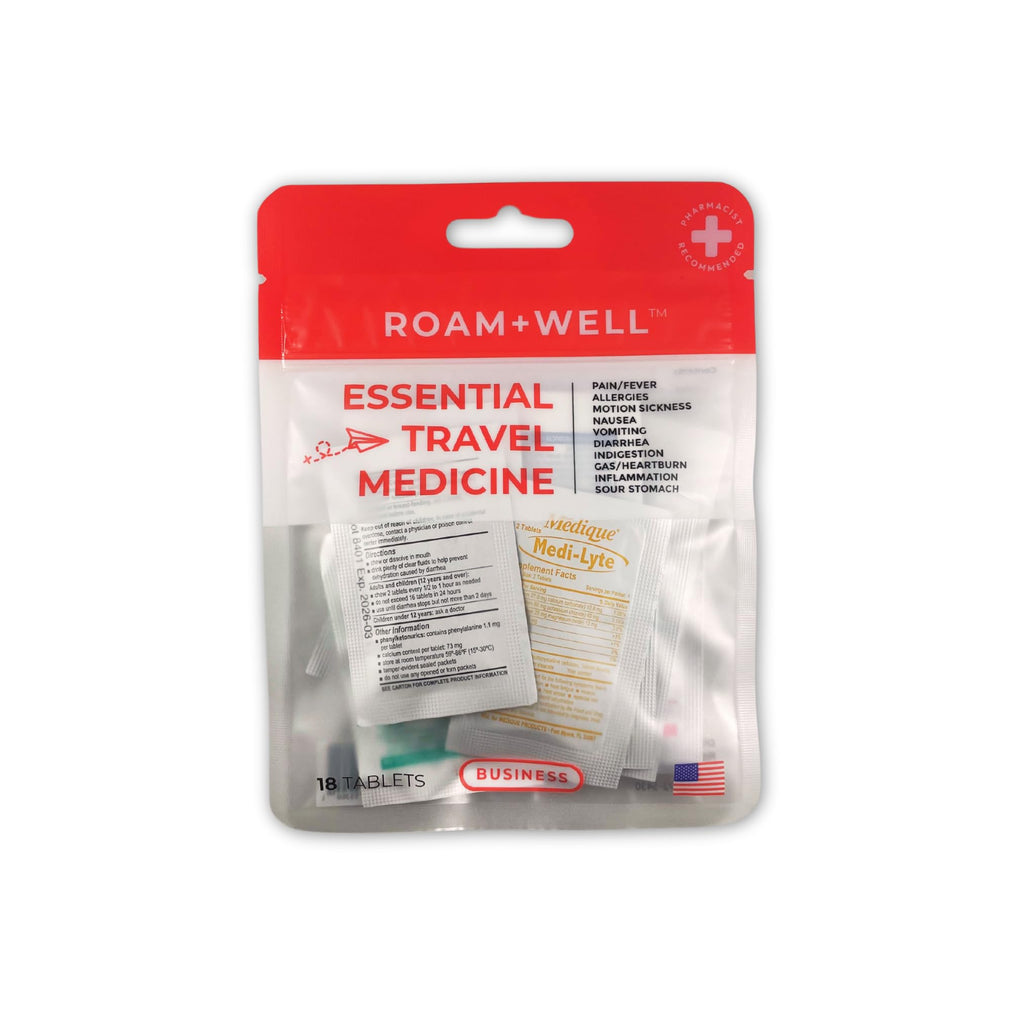 Roamwell Essential Travel Medicine Kit, OTC Travel Medication, TSA Approved (Business | 18 Tablets) - Maple Wellness Supplements