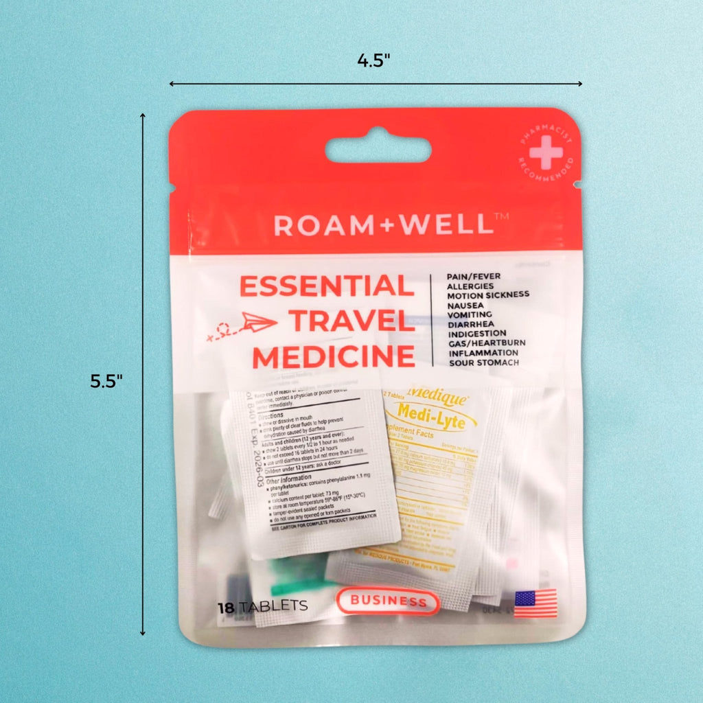 Roamwell Essential Travel Medicine Kit, OTC Travel Medication, TSA Approved (Business | 18 Tablets) - Maple Wellness Supplements