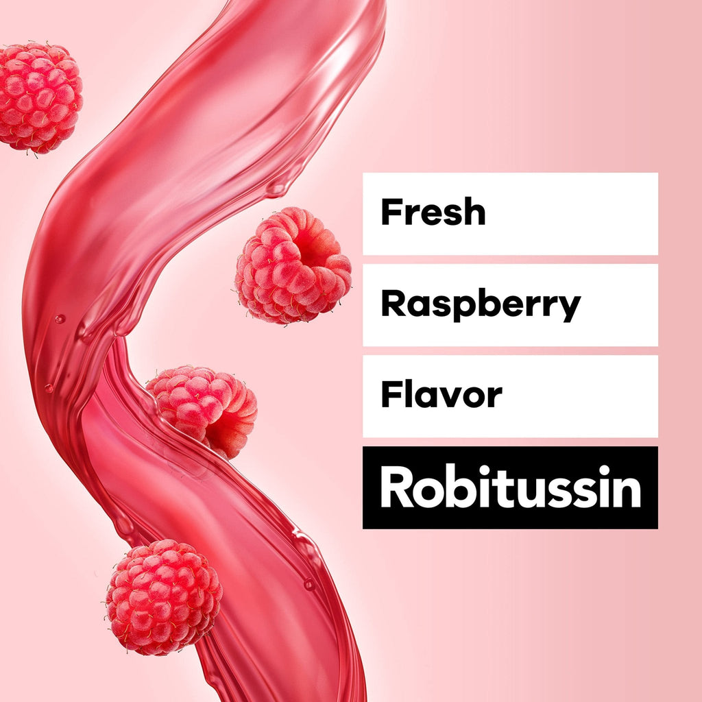 Robitussin Adult Maximum Strength Cough Plus Chest Congestion DM Max, Cough Suppressant and Expectorant, Raspberry Flavor, 8 Fl Oz x 2 - Maple Wellness Supplements