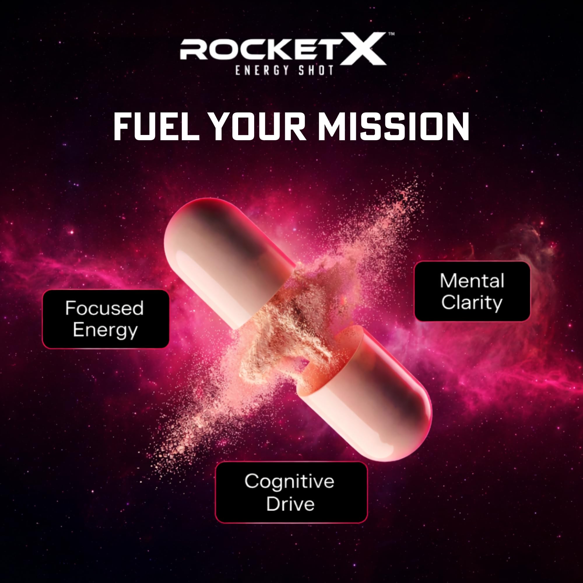 RocketX Dopamine Tech Brain Food Supplement, with L-Tyrosine and B Vitamins for Focus, Mental Clarity and Cognitive Drive, Vegan Capsules, 90 Capsules - TrustMedUSA