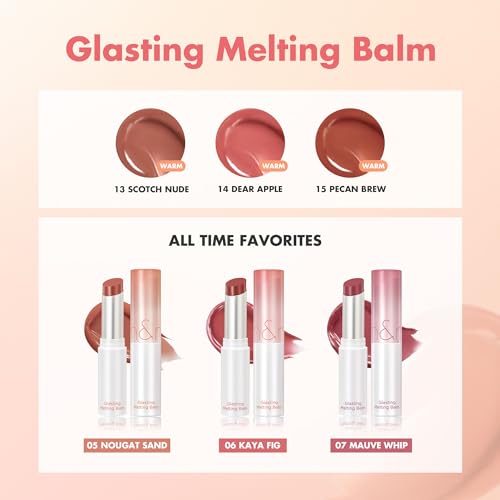 rom&nd GLASTING MELTING BALM 06 Kaya Fig - Vegan K-Beauty Tinted Lip Balm for Crystal Water-Gloss Shine, Deep Hydration & MLBB Rosy Nude Color | Non-Sticky, Long-Lasting Comfort for All Ages - TrustMedUSA