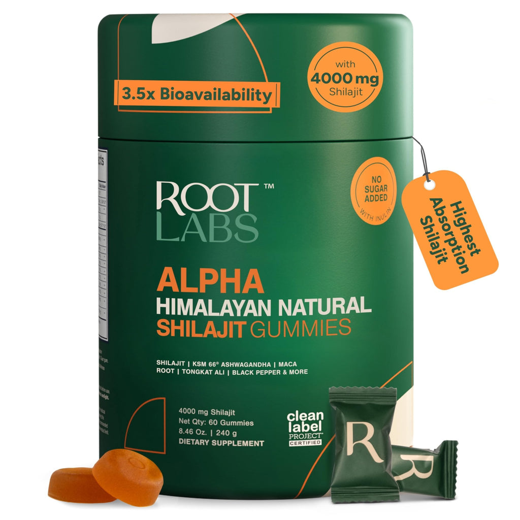 ROOT LABS 10-in-1 Alpha Shilajit Gummies | 4000 mg Pure Himalayan Shilajit with Tongkat Ali & Maca Root | Shilajit for Men & Women | ShilAbsorb Bioavailability Tech - TrustMedUSA