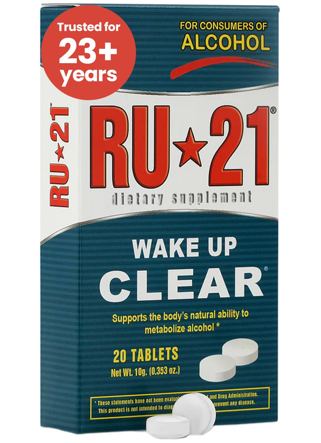 RU-21 The Supplement for When You Want to Drink & Go to Work The Next Morning | Feel Better After Celebrating & Support Your Liver | Trusted for 23+ Years | Made in USA (20 Pills, 10 Servings) - TrustMedUSA