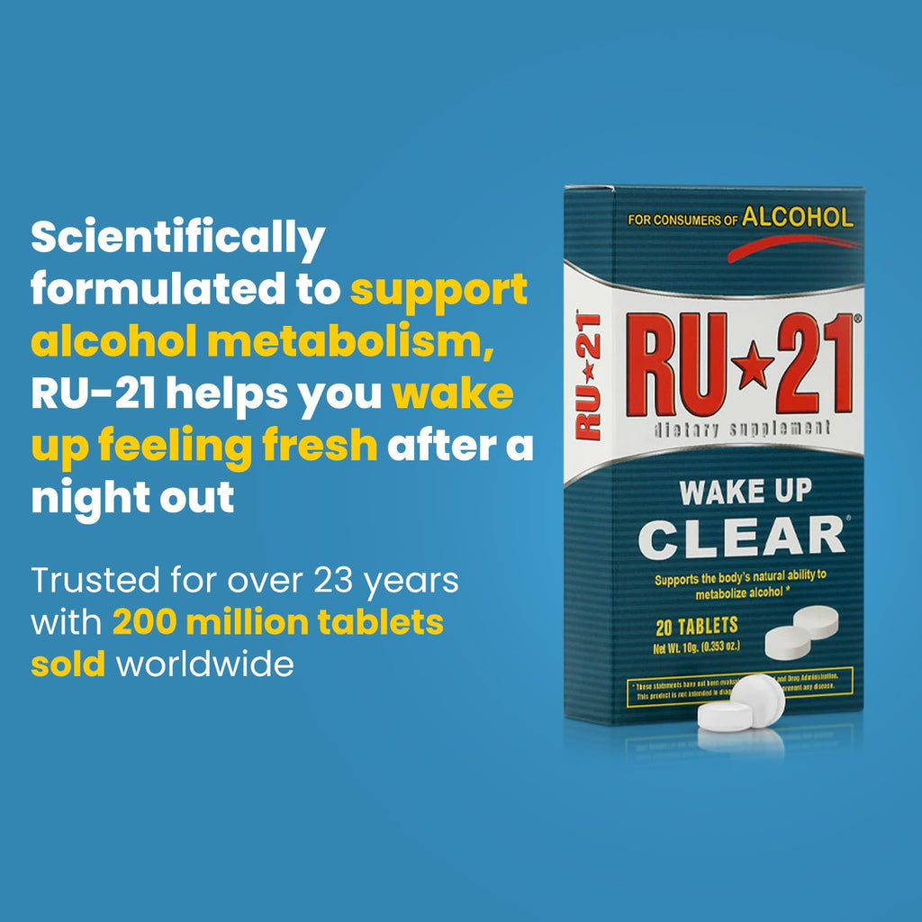 RU-21 The Supplement for When You Want to Drink & Go to Work The Next Morning | Feel Better After Celebrating & Support Your Liver | Trusted for 23+ Years | Made in USA (20 Pills, 10 Servings) - TrustMedUSA
