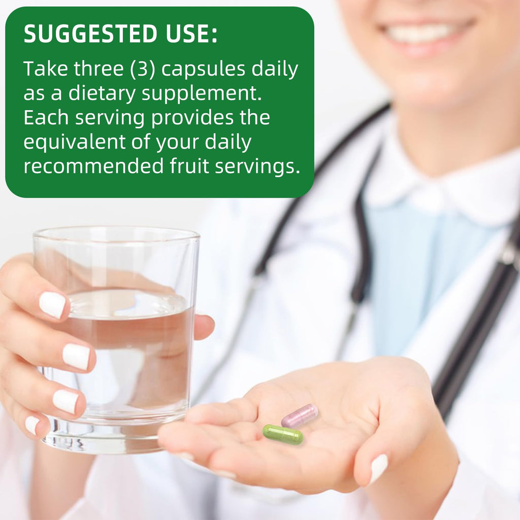 Ruduwu Fruit Capsules - 100% Whole Natural Fruits Supplements - Vitamins Supplement Dietary Nutritional Balance,Whole Food Supplement Ingredients Blended Vitamin & Mineral - TrustMedUSA