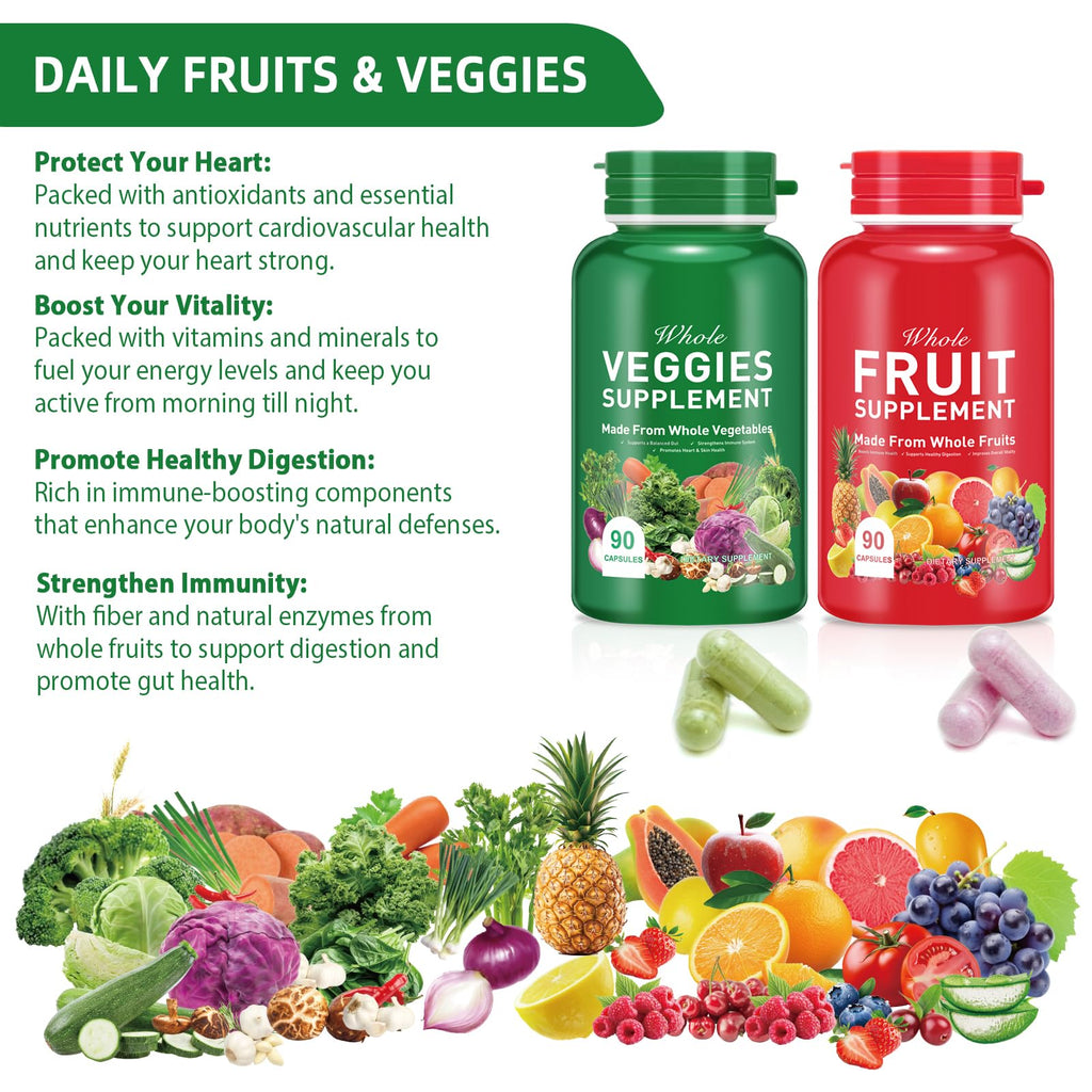 Ruduwu Fruit Capsules - 100% Whole Natural Fruits Supplements - Vitamins Supplement Dietary Nutritional Balance,Whole Food Supplement Ingredients Blended Vitamin & Mineral - TrustMedUSA