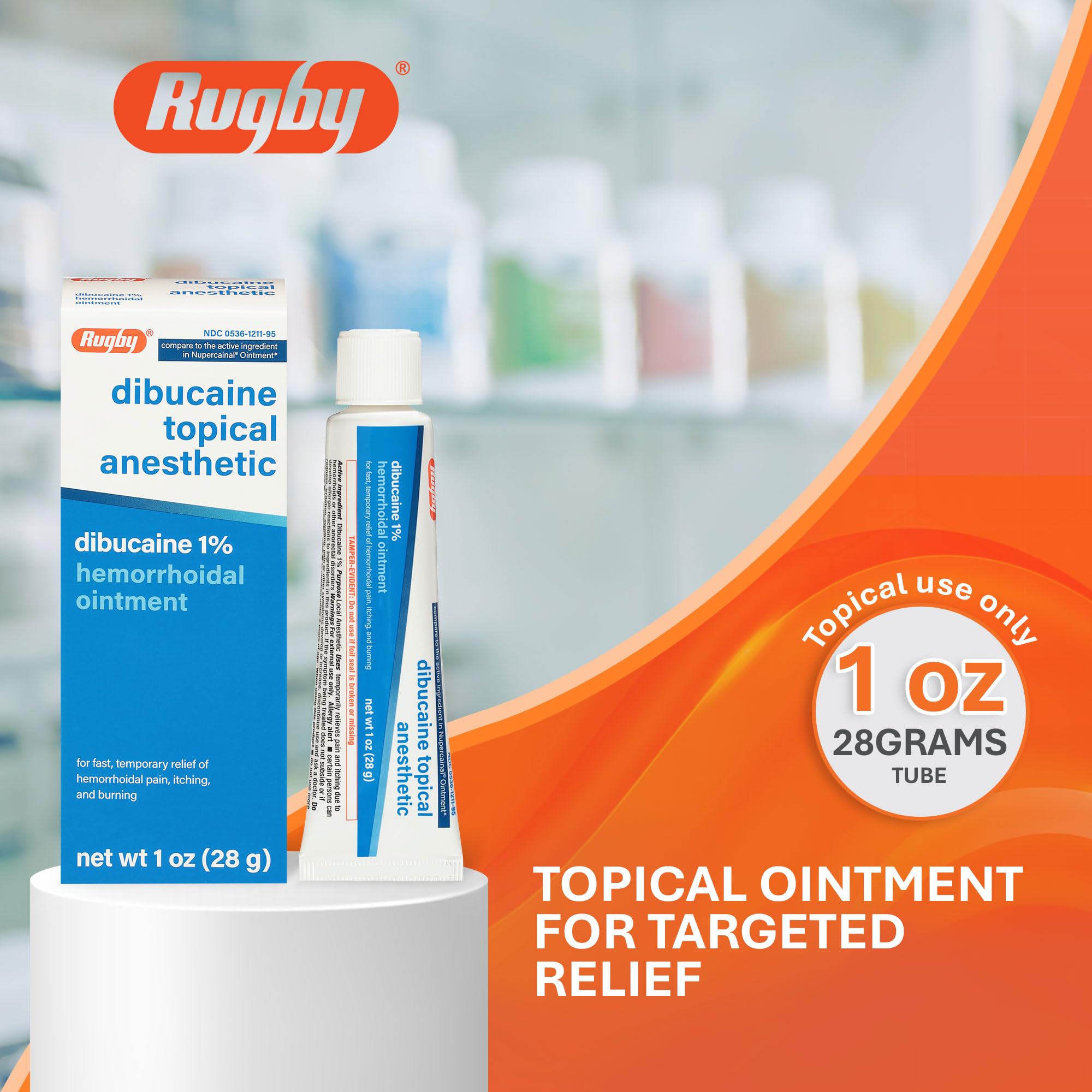 Rugby Dibucaine Topical Anesthetic 1% Hemorrhoid Ointment - Pain Relief Cream for Itching and Burning, Hemorrhoid Treatment, Anti Itch Cream 1 Oz (3 Pack) - TrustMedUSA
