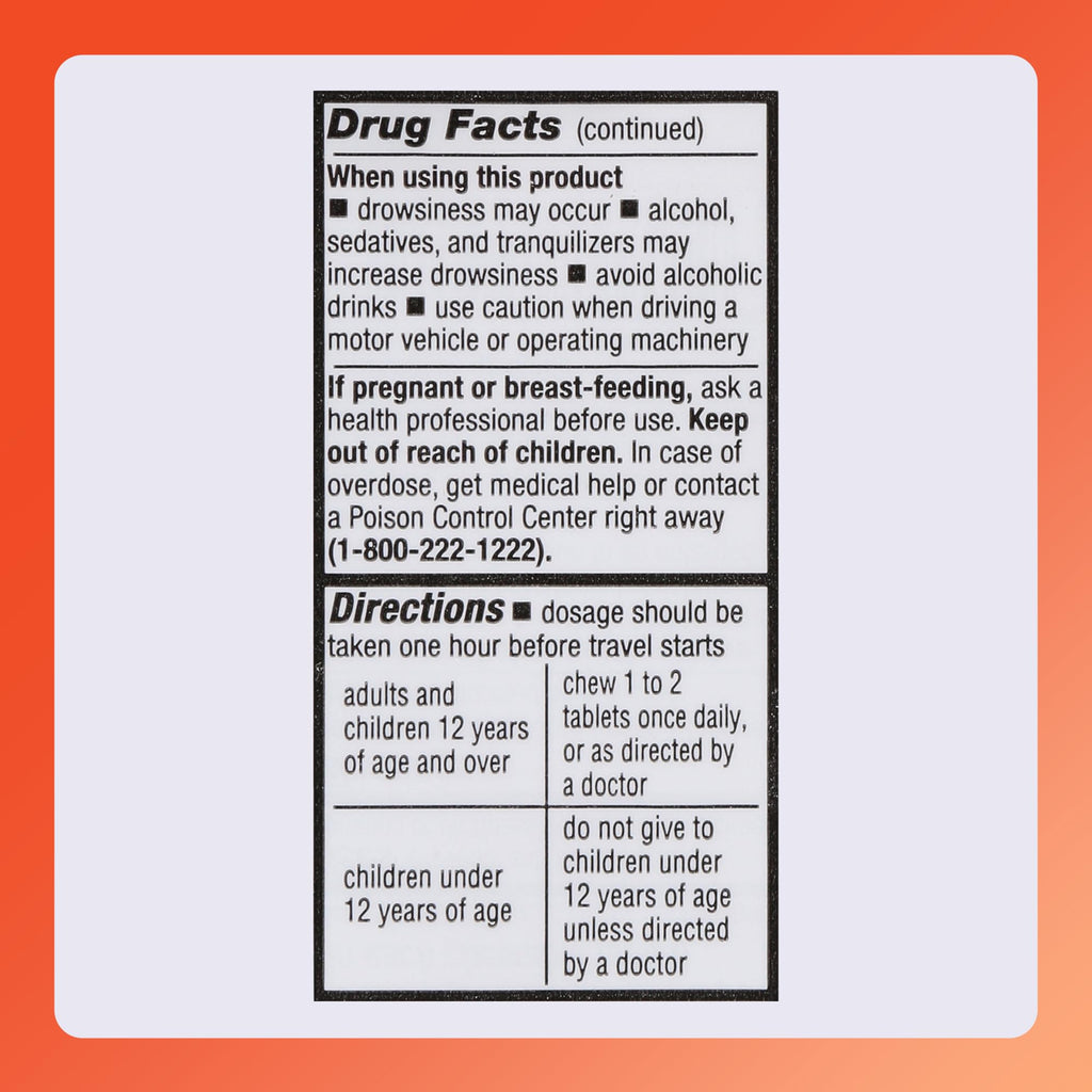 Rugby Meclizine Chewable Tablets 25mg - Anti-Nausea Medicine Helps with Motion Sickness - 100 Count (1 Pack) - Maple Wellness Supplements