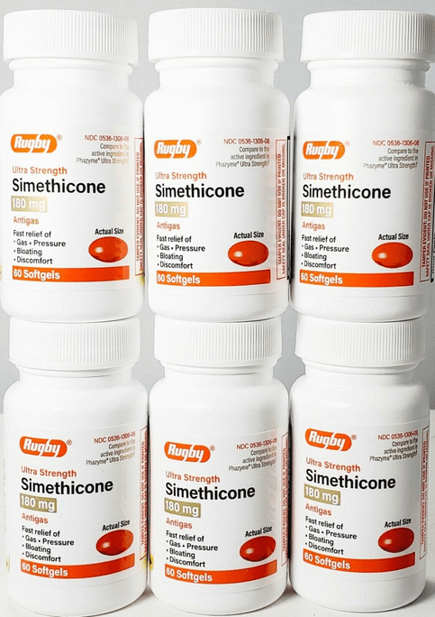 Rugby Simethicone Gas Relief 180mg 60ct - 6 Pack - Maple Wellness Supplements