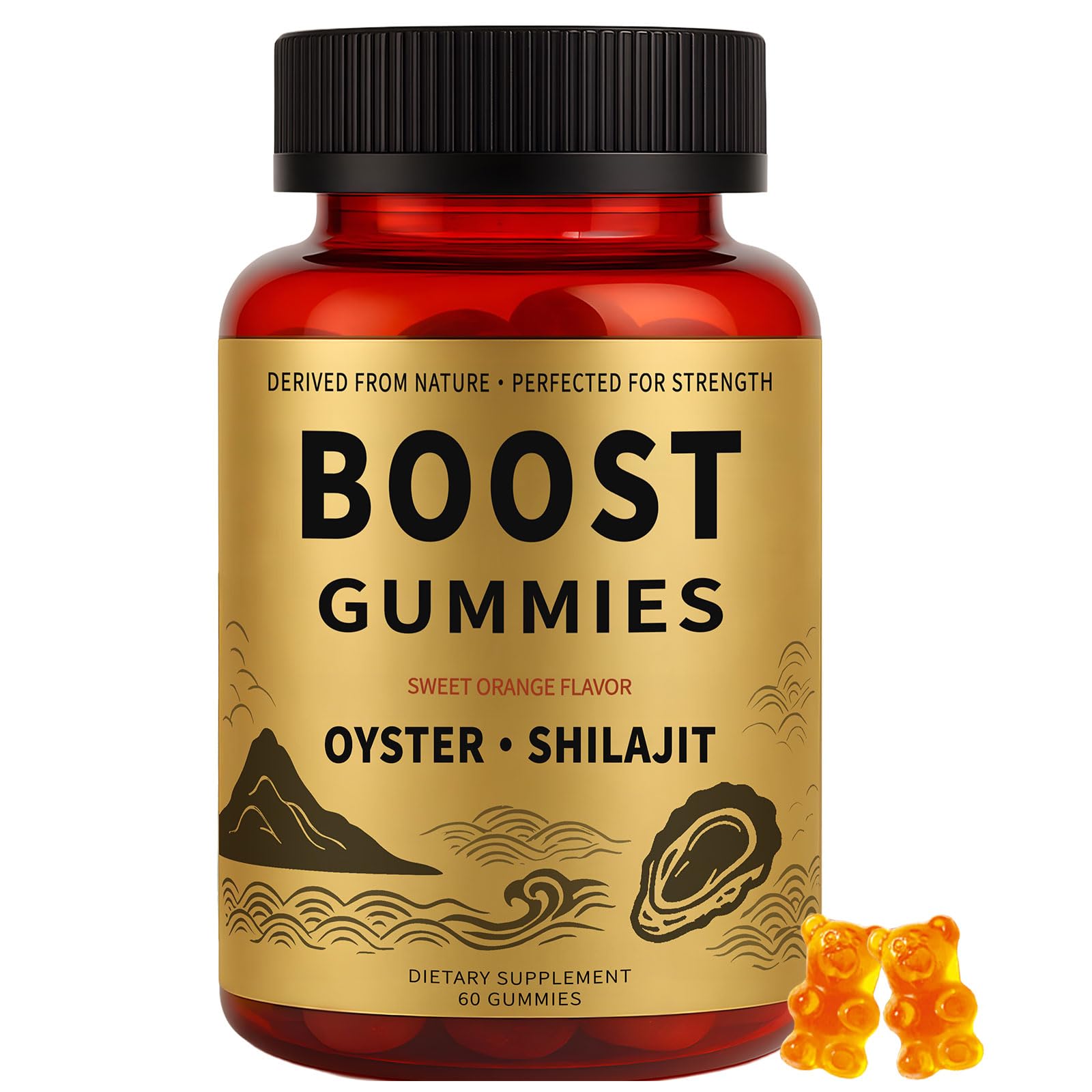 Rulinal Boost Alpha Gummies for Men | Oyster Shilajit Gummies for Adults | Enhances Strength & Immune Support | with Oyster, Shilajit, Vitamin B3, Maca Powder | Non-GMO & Vegan | 60 Gummies - TrustMedUSA
