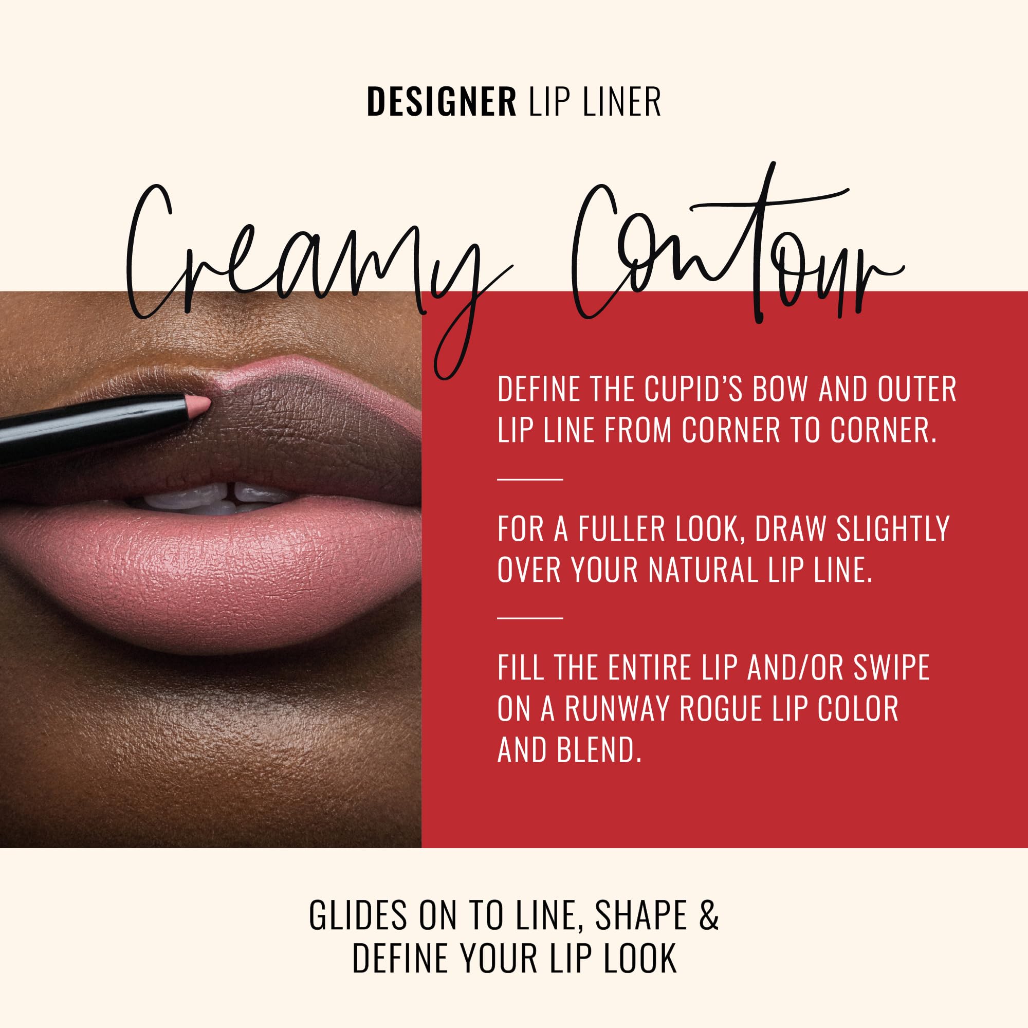 Runway Rogue Designer Liner Lip Pencil, Matte Cool Berry-Rose Lip Liner Pencil and Lip Liner Sharpener, ‘Camera Ready’ - TrustMedUSA