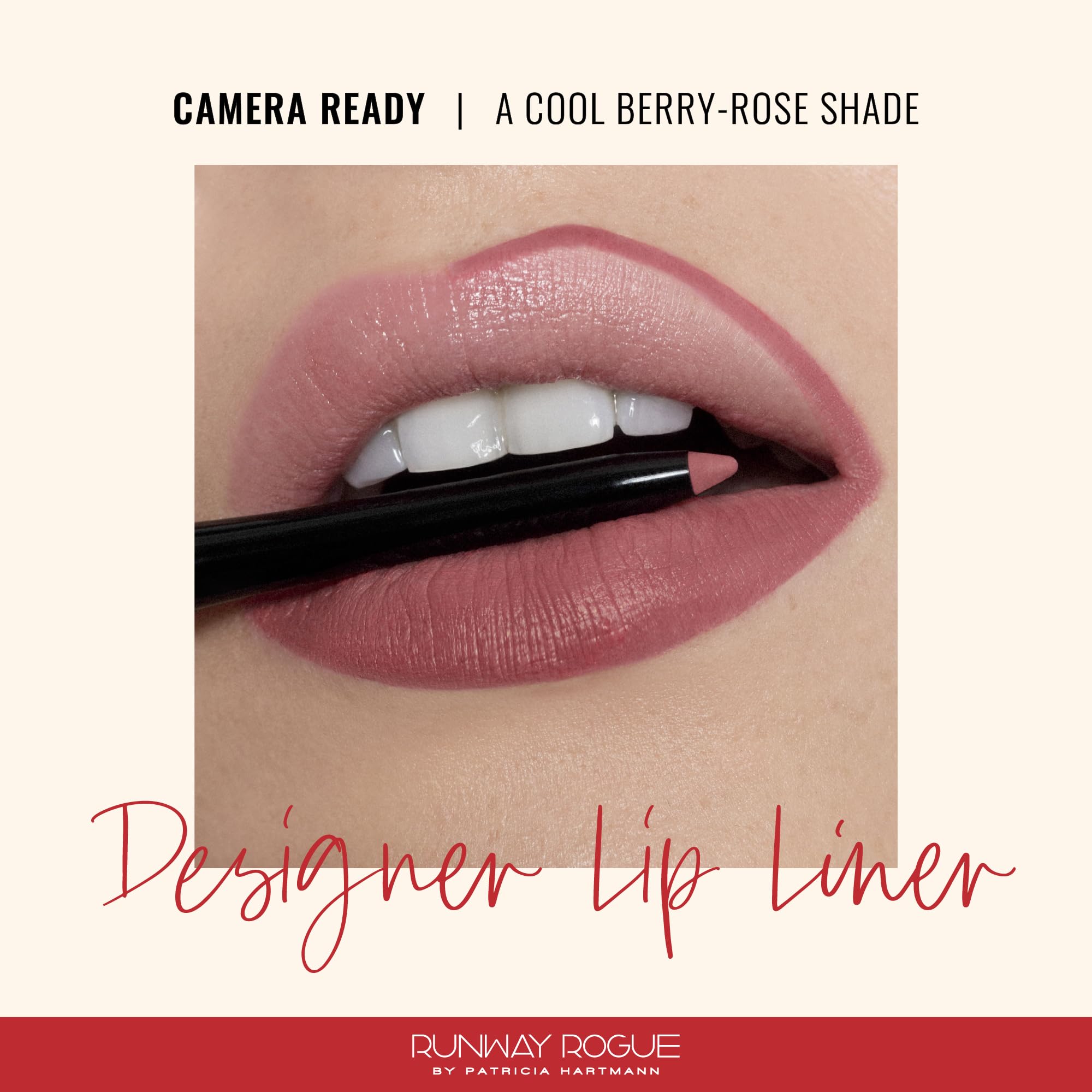 Runway Rogue Designer Liner Lip Pencil, Matte Cool Berry-Rose Lip Liner Pencil and Lip Liner Sharpener, ‘Camera Ready’ - TrustMedUSA