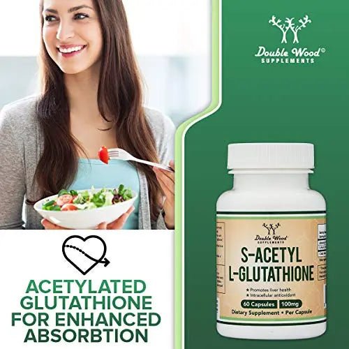 S-Acetyl L-Glutathione Capsules - 100mg, Manufactured and Tested in The USA, 60 Count - TrustMedUSA