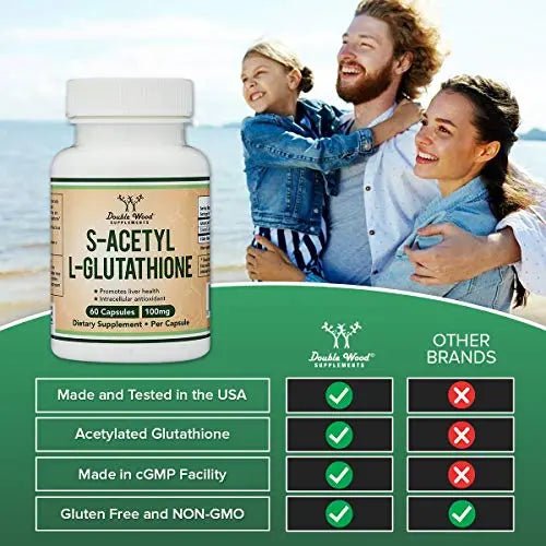 S-Acetyl L-Glutathione Capsules - 100mg, Manufactured and Tested in The USA, 60 Count - TrustMedUSA