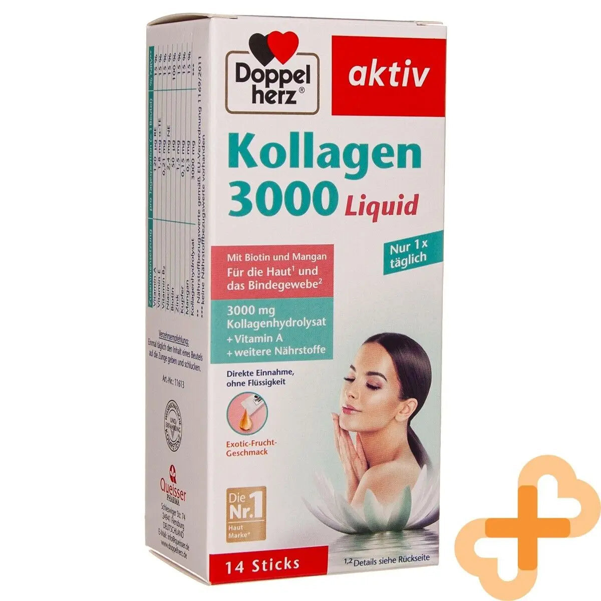 DOPPELHERZ AKTIV Kollagen 3000 Liquid Solution 14 Units Skin Supple DOPPELHERZ Au supplements