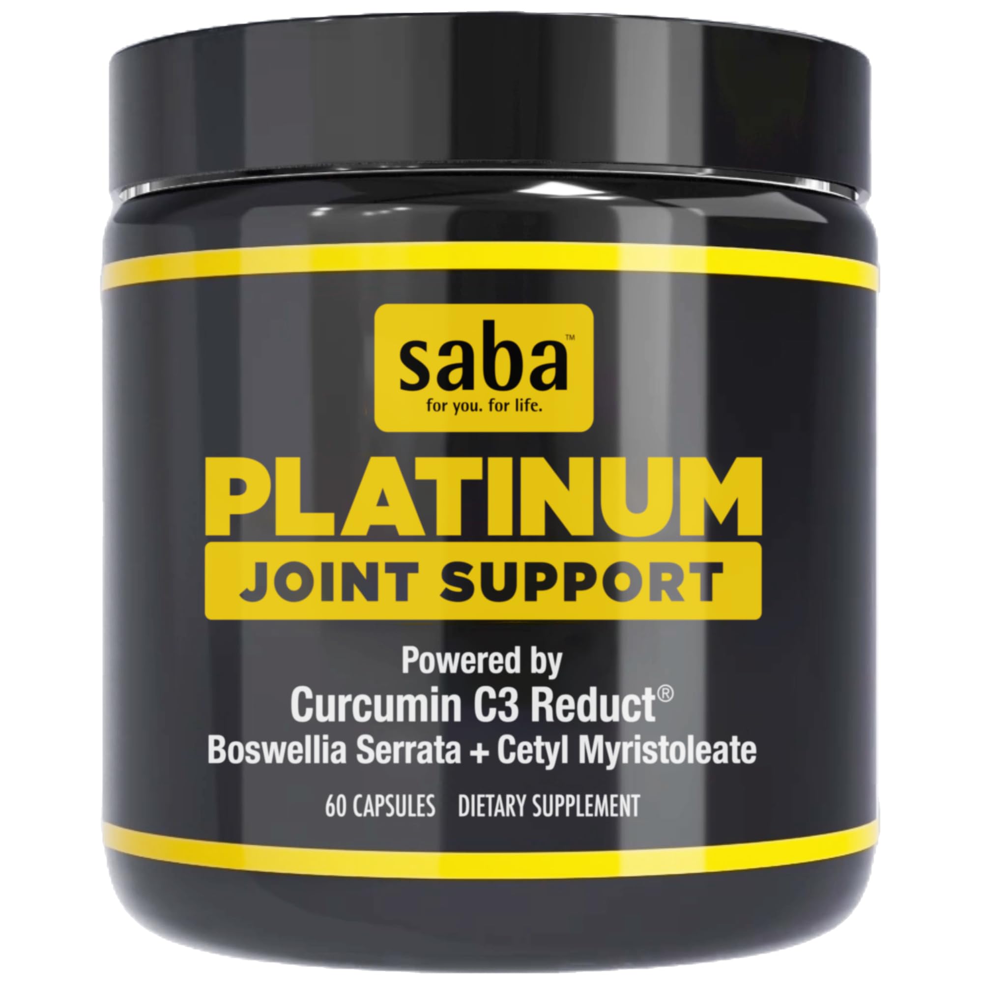 Saba Platinum Joint Support – High Absorption Curcumin C3 Reduct & Boswellia – Fast Acting Turmeric Supplement for Joint Pain Relief, Mobility & Healthy Inflammation Response – 60 Vegan Capsules - TrustMedUSA