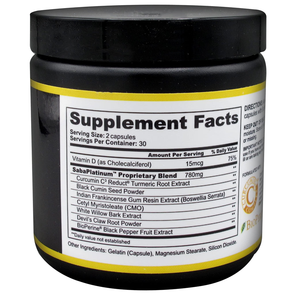 Saba Platinum Joint Support – High Absorption Curcumin C3 Reduct & Boswellia – Fast Acting Turmeric Supplement for Joint Pain Relief, Mobility & Healthy Inflammation Response – 60 Vegan Capsules - TrustMedUSA