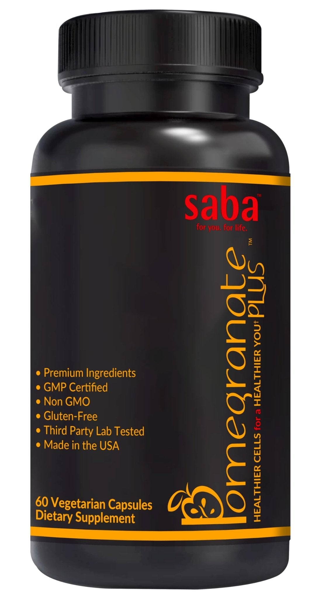 Saba Pomegranate Plus – Antioxidant Supplement with Astaxanthin & Adaptogens | Immune, Skin, Heart & Brain Support | Daily Stress & Cellular Wellness | 60 Capsules - TrustMedUSA