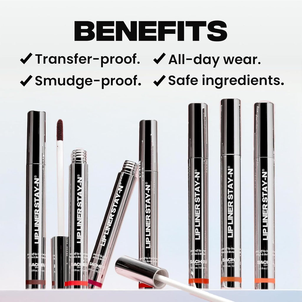 Sacheu Lip Liner STAY-N Peel Off Lip Stain — Long Lasting Waterproof Lip Tint with Hyaluronic Acid & Vitamin E — Transfer Proof Matte Finish, Vegan & Cruelty-Free (p-INKED) - TrustMedUSA