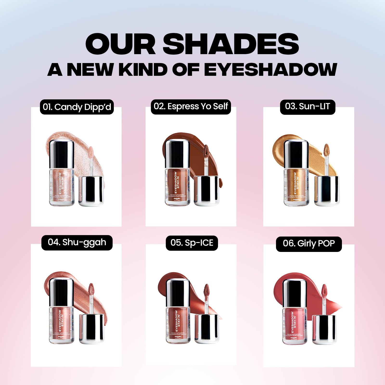 Sacheu Liquid Eyeshadow STAY-N Longwear Eye Makeup — Buildable Highly Pigmented & Blendable Eye Shadow Cream in Matte & Shimmer Finishes, Candy Dipp’d - TrustMedUSA