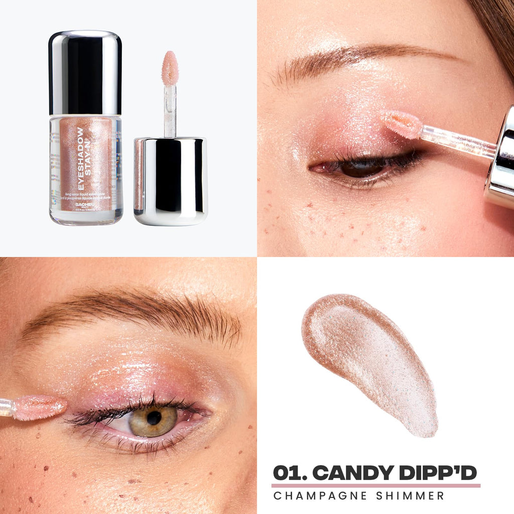 Sacheu Liquid Eyeshadow STAY-N Longwear Eye Makeup — Buildable Highly Pigmented & Blendable Eye Shadow Cream in Matte & Shimmer Finishes, Candy Dipp’d - TrustMedUSA