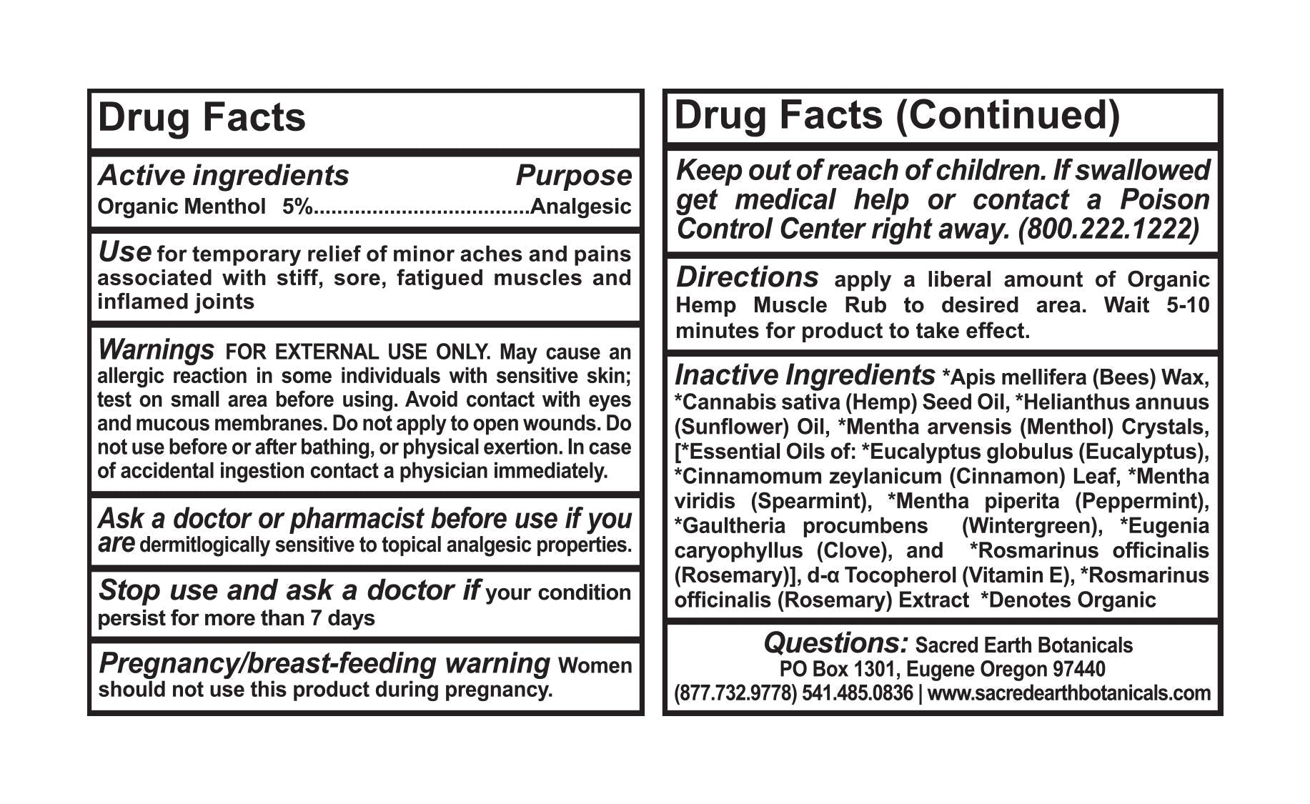 Sacred Earth Botanicals Organic Muscle Rub Single (2-Pack) - TrustMedUSA