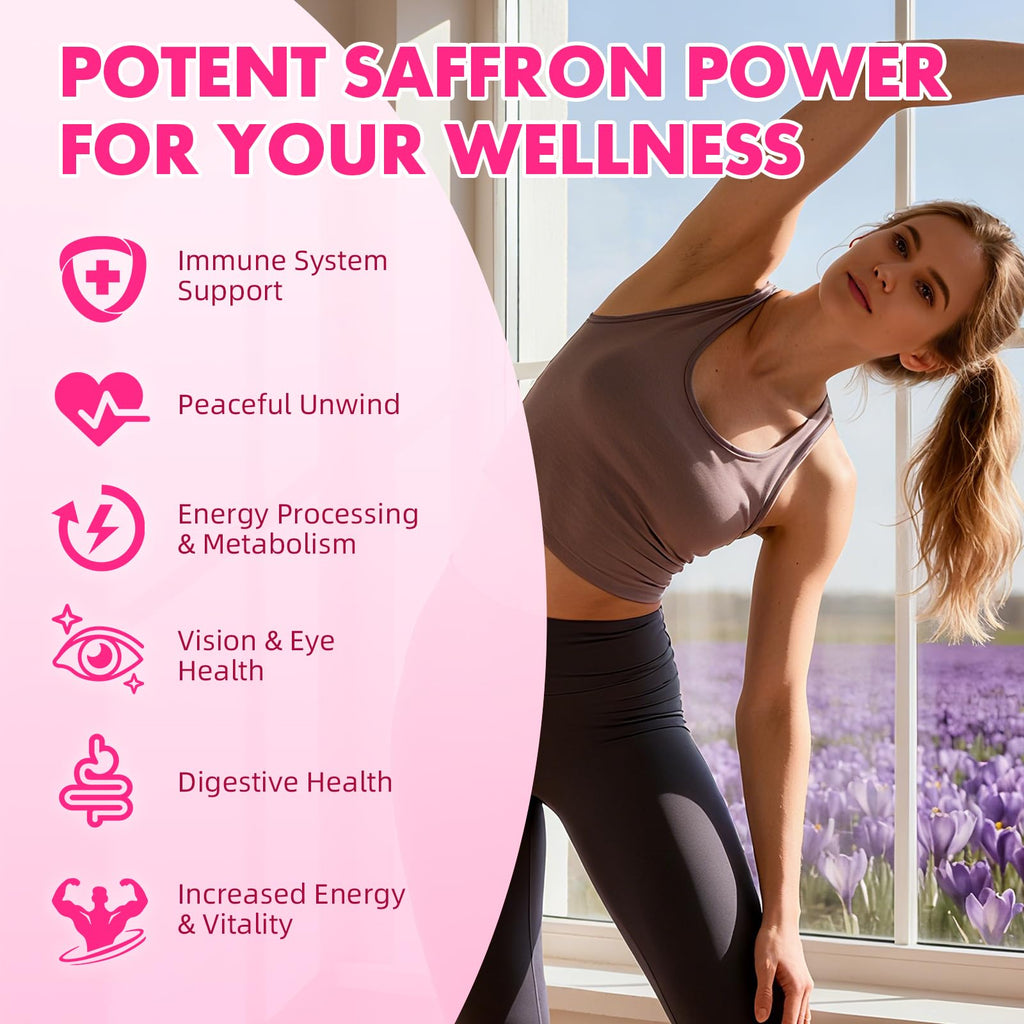 Saffron Gummies for Adult Kids - with Saffron 88.5mg, Vitamins D3 & B6, Magnesium, Zinc, Ashwagandha, L - Theanine, St. John's Wort - Supports Mood & Focus, Strawberry Flavor, 120 Count - TrustMedUSA