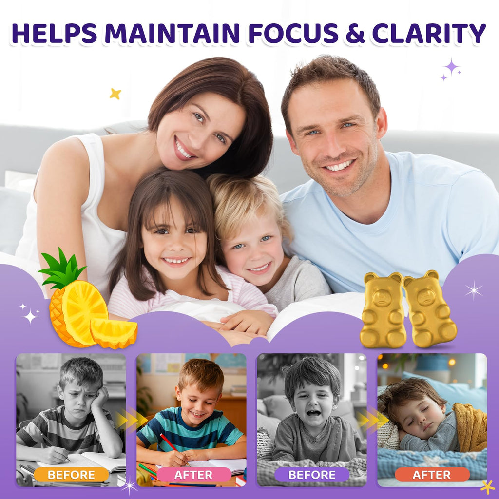 Saffron Gummies for Kids & Adults, 20-in-1 Saffron Supplements with 88.5mg Saffron Extract, B6, B12, C, D3, Magnesium for Calm, Focus, Nerve, Sugar Free, Vegan, Non-GMO - Pineapple Flavor, 60 Counts - TrustMedUSA