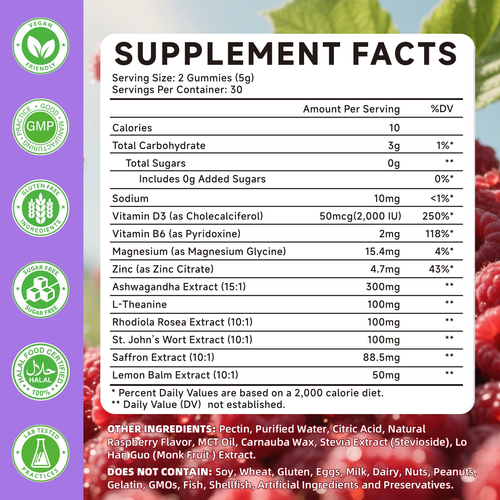 Saffron Supplement Gummies for Kids & Adults Supports Antioxidant Function with Ashwagandha, L-Theanine, Rhodiola Rosea, Lemon Balm, Vitamin D3, B6, Magnesium & Zinc – Raspberry Flavor, 60 Count - TrustMedUSA