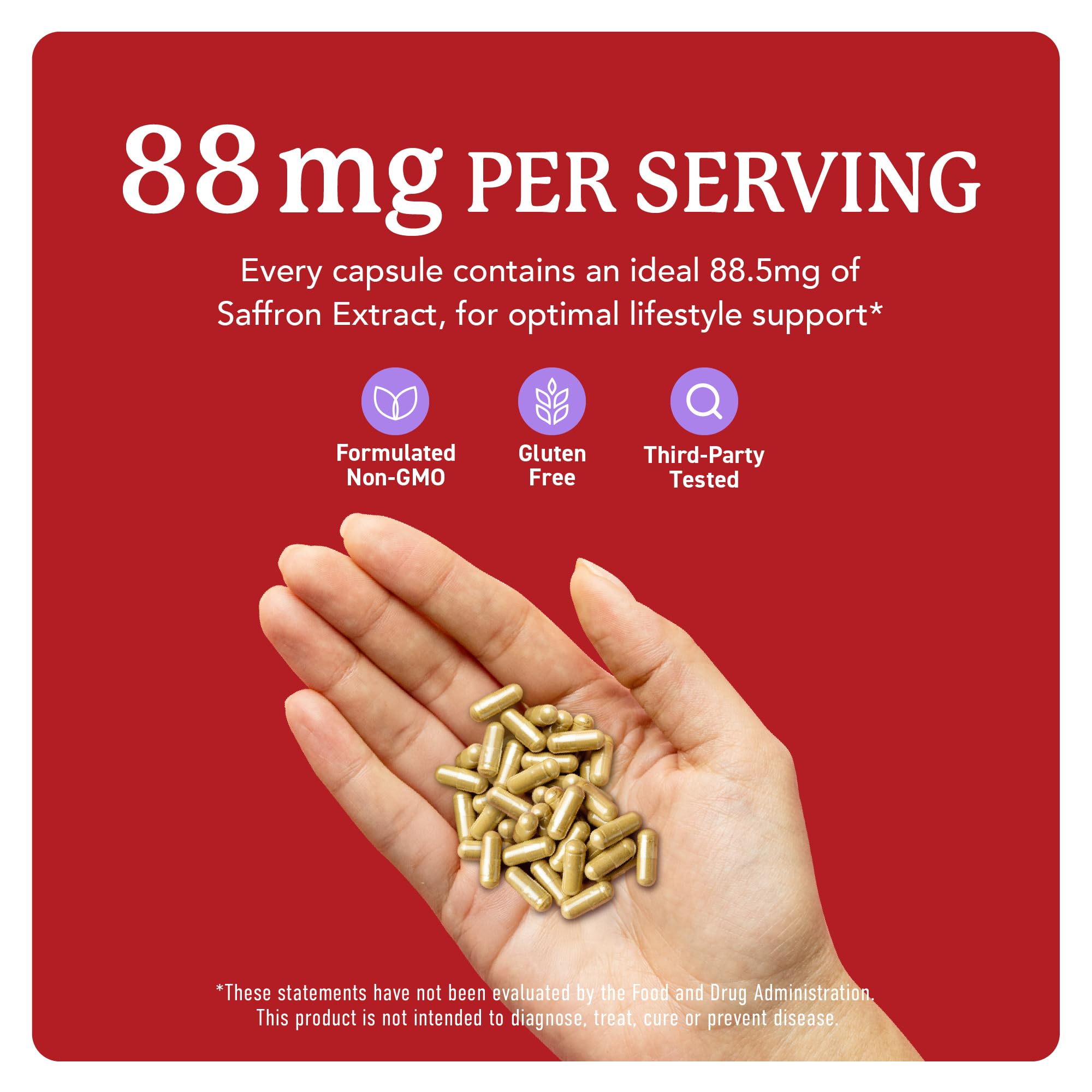 Saffron Supplements 88.5mg | 3-Month Supply | Pure Saffron Extract Capsules for Mood, Focus, Eye Health & Energy Balance Support | Crocus Sativus Extract | Gluten-Free & Non-GMO | 90 Capsules - TrustMedUSA