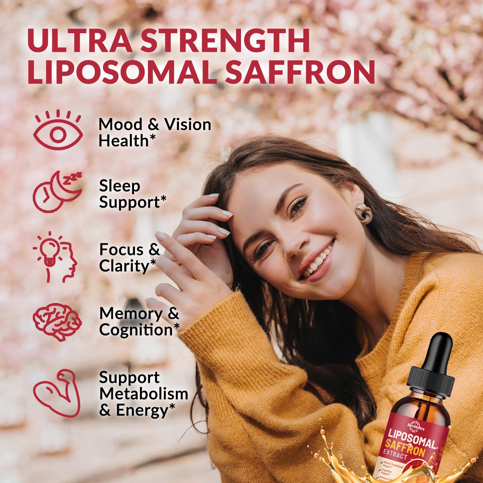 Saffron Supplements - 88.5mg Saffron Extract Liposomal Liquid Drops with Magnesium, Zinc, Ashwagandha, L-Theanine, Vitamin B6, D3 for Antioxidant Mood Energy Vision & Focus, Strawberry Flavor 2 Fl Oz - TrustMedUSA