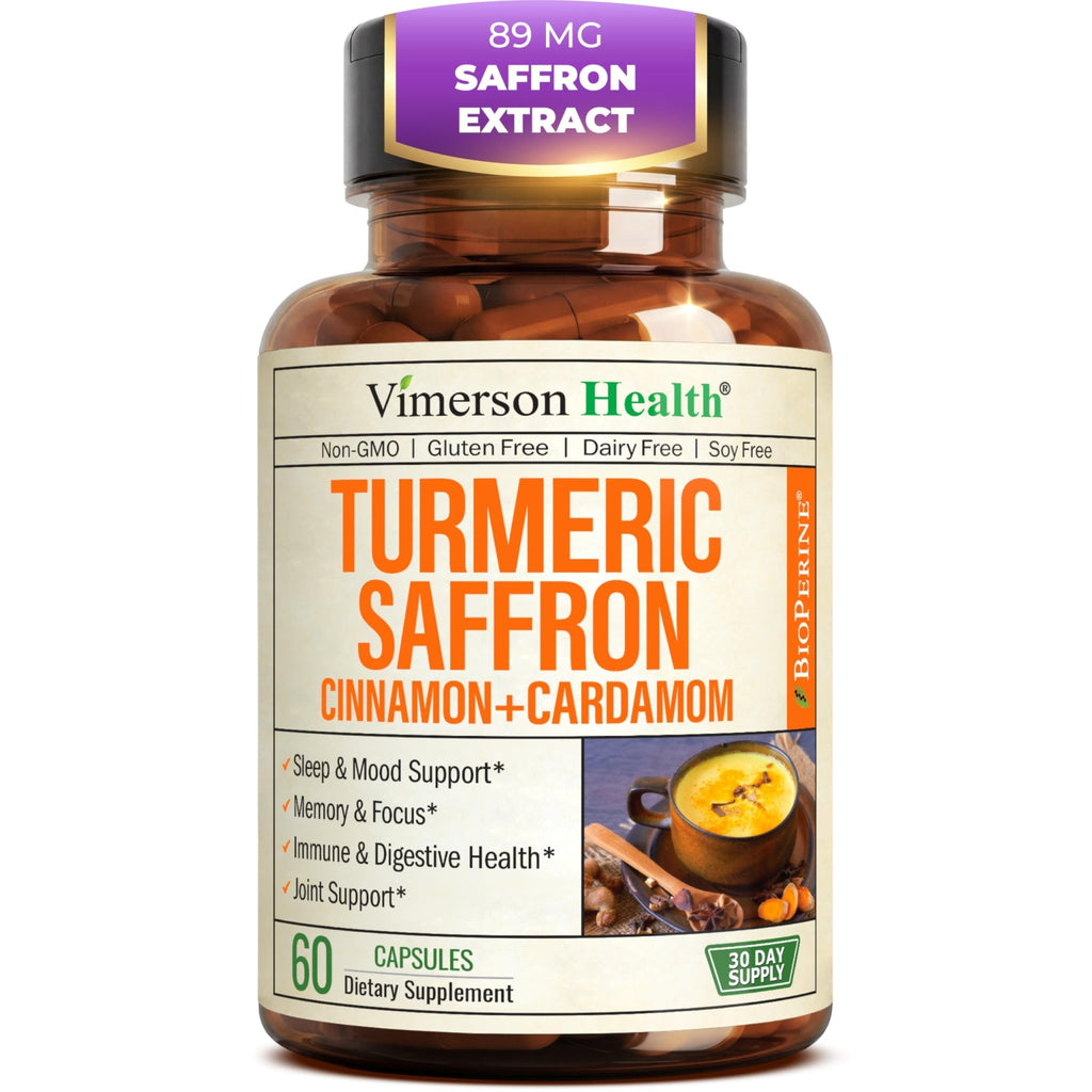 Saffron Supplements – 89mg Saffron Extract, 1000mg Turmeric Curcumin, Ceylon Cinnamon & Cardamom – Daily Mood, Joint & Metabolic Support - TrustMedUSA